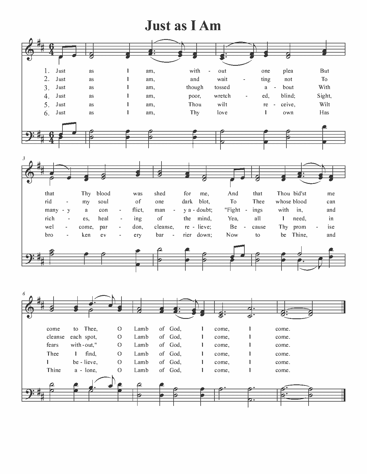 Just as I Am - Sheet Music Page 1