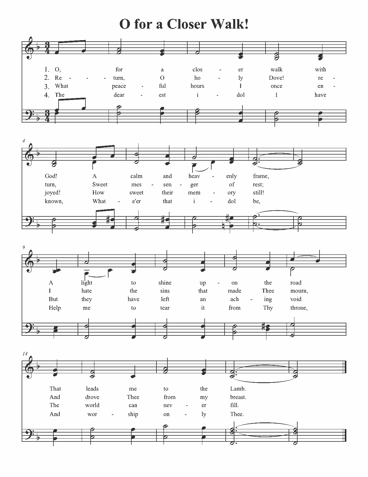 O, for a Closer Walk! - Sheet Music Page 1