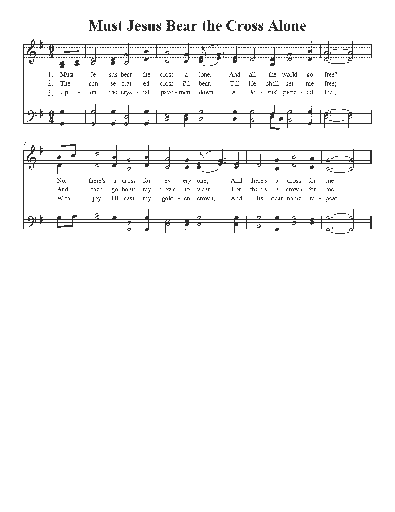 Must Jesus Bear the Cross Alone? - Sheet Music Page 1