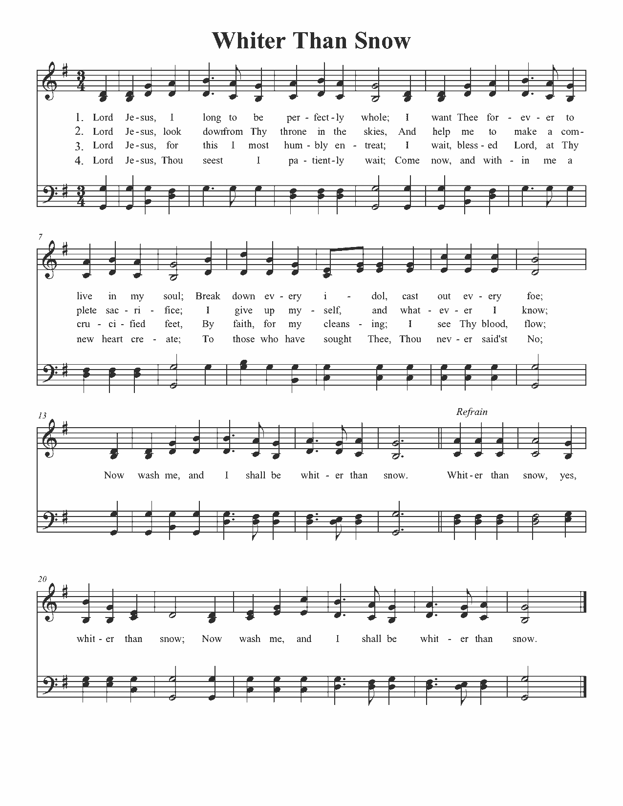 Whiter Than Snow - Sheet Music Page 1