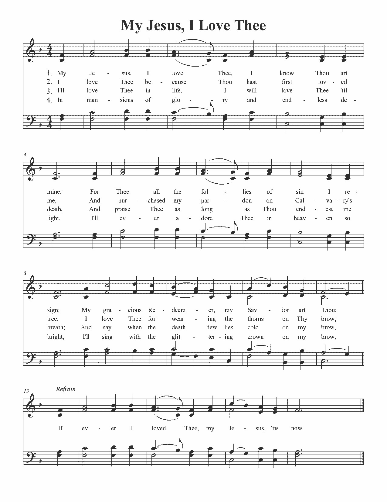 My Jesus, I Love Thee - Sheet Music Page 1