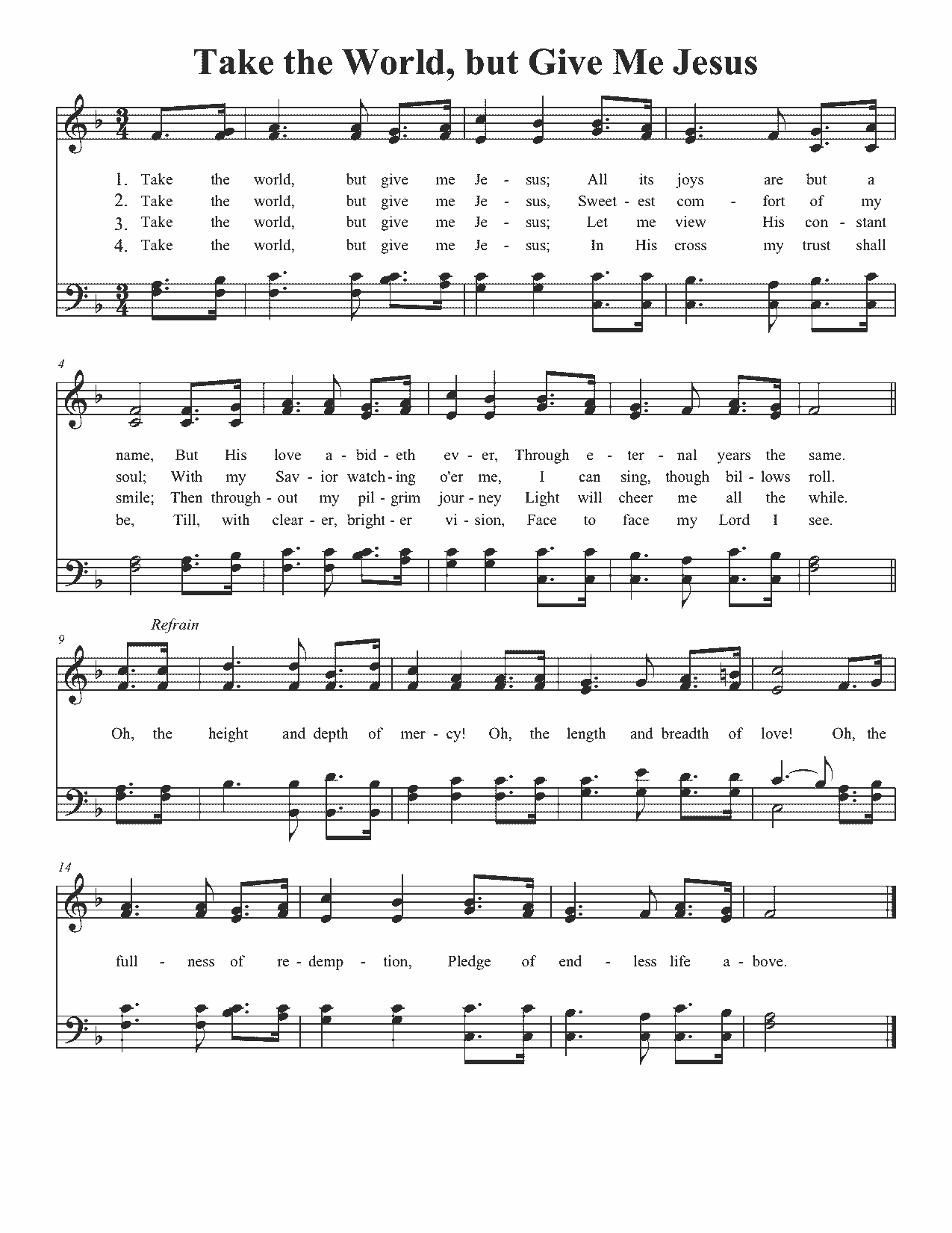 Take the World, but Give Me Jesus - Sheet Music Page 1