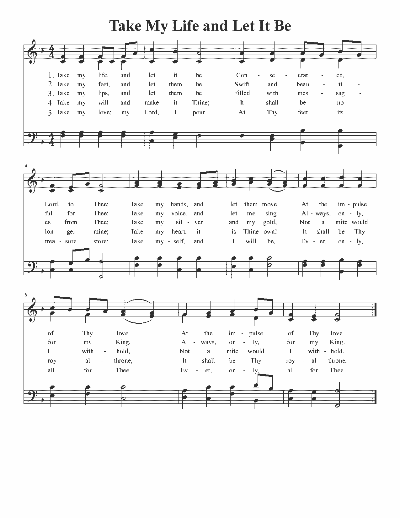 Take My Life and Let It Be - Sheet Music Page 1