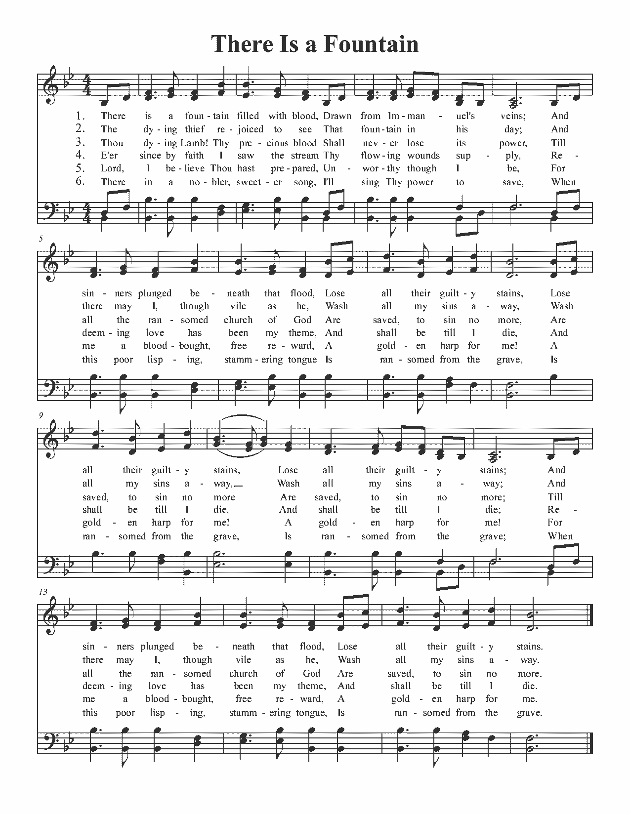 There Is a Fountain - Sheet Music Page 1