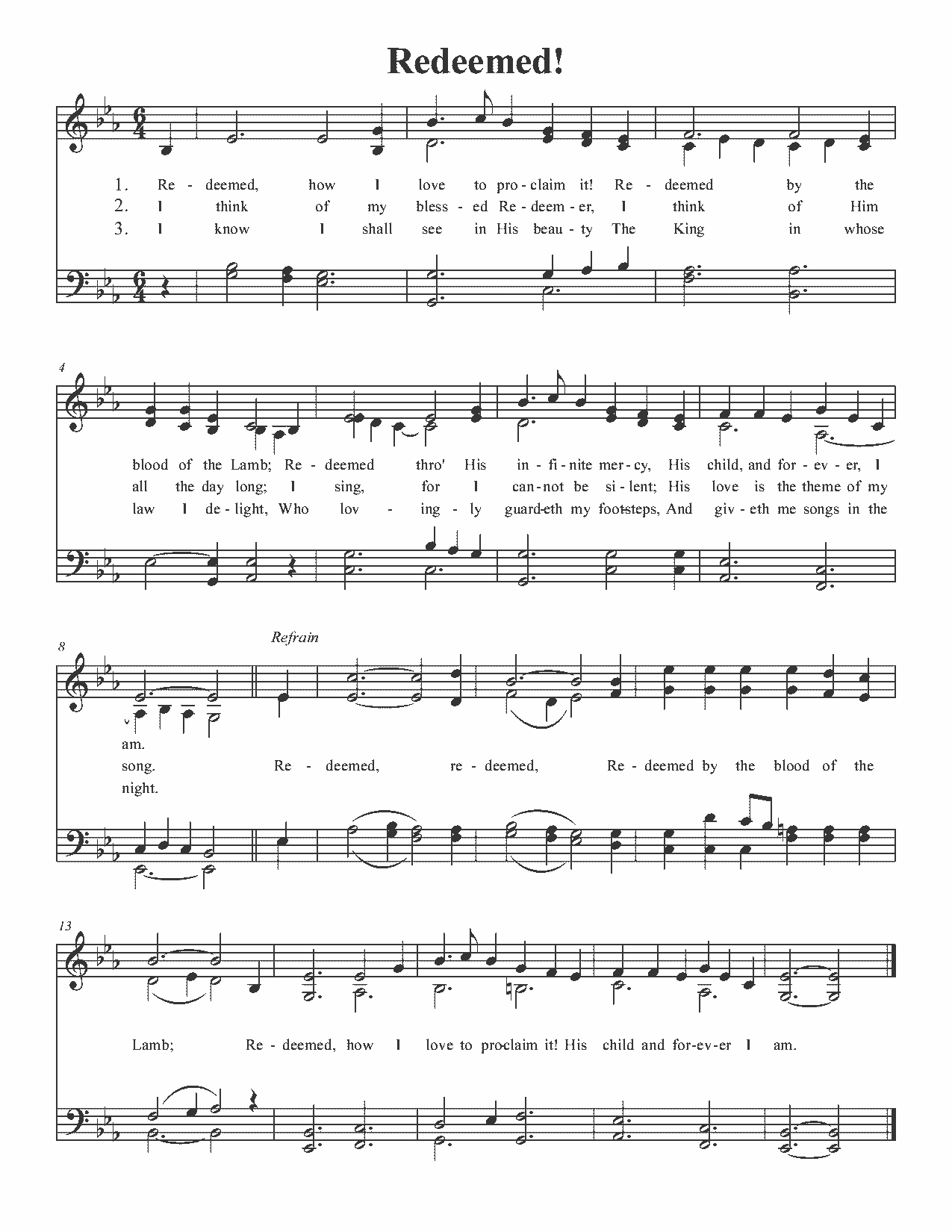 Redeemed - Sheet Music Page 1