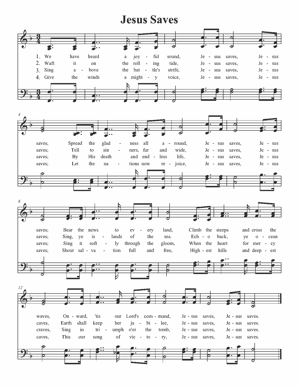 Jesus Saves - Sheet Music Page 1