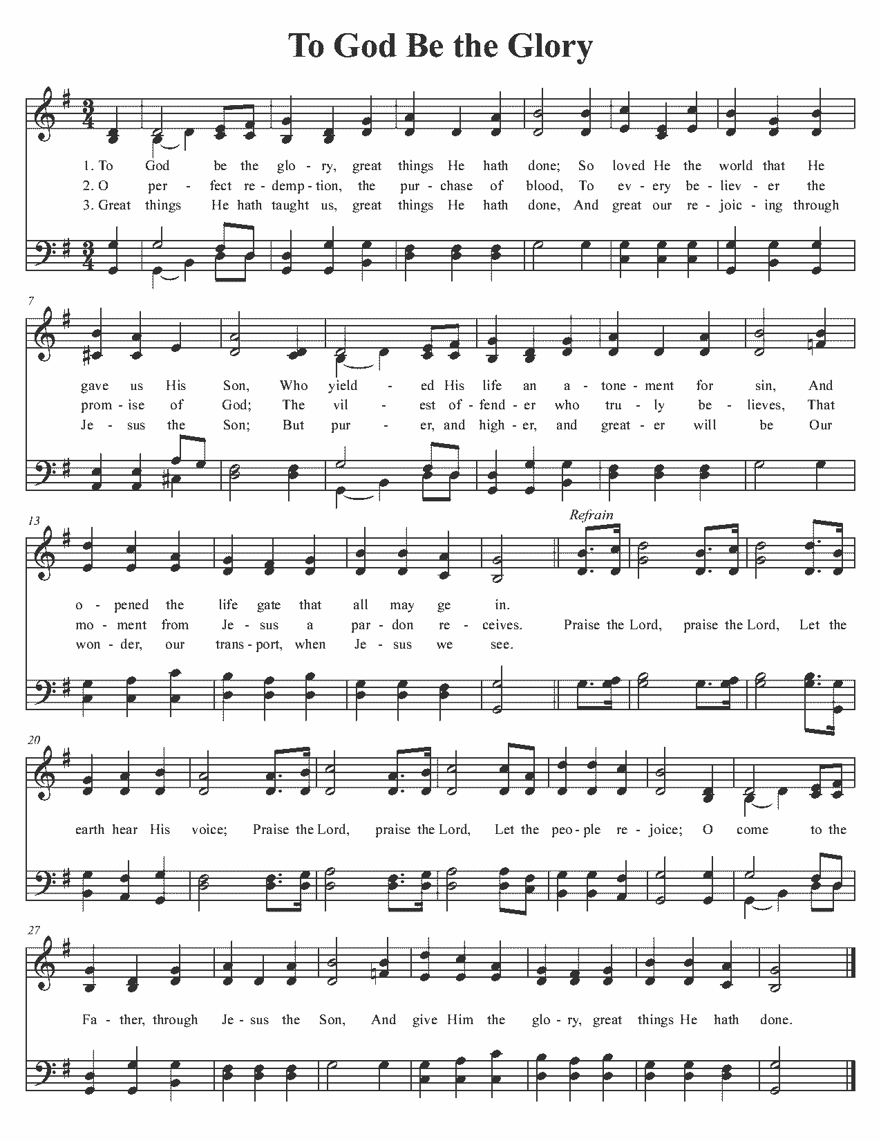 To God Be the Glory - Sheet Music Page 1