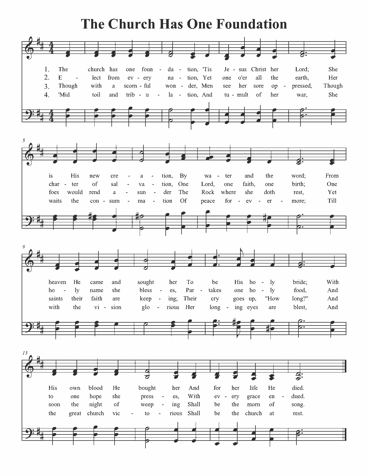 The Church Has One Foundation - Sheet Music Page 1