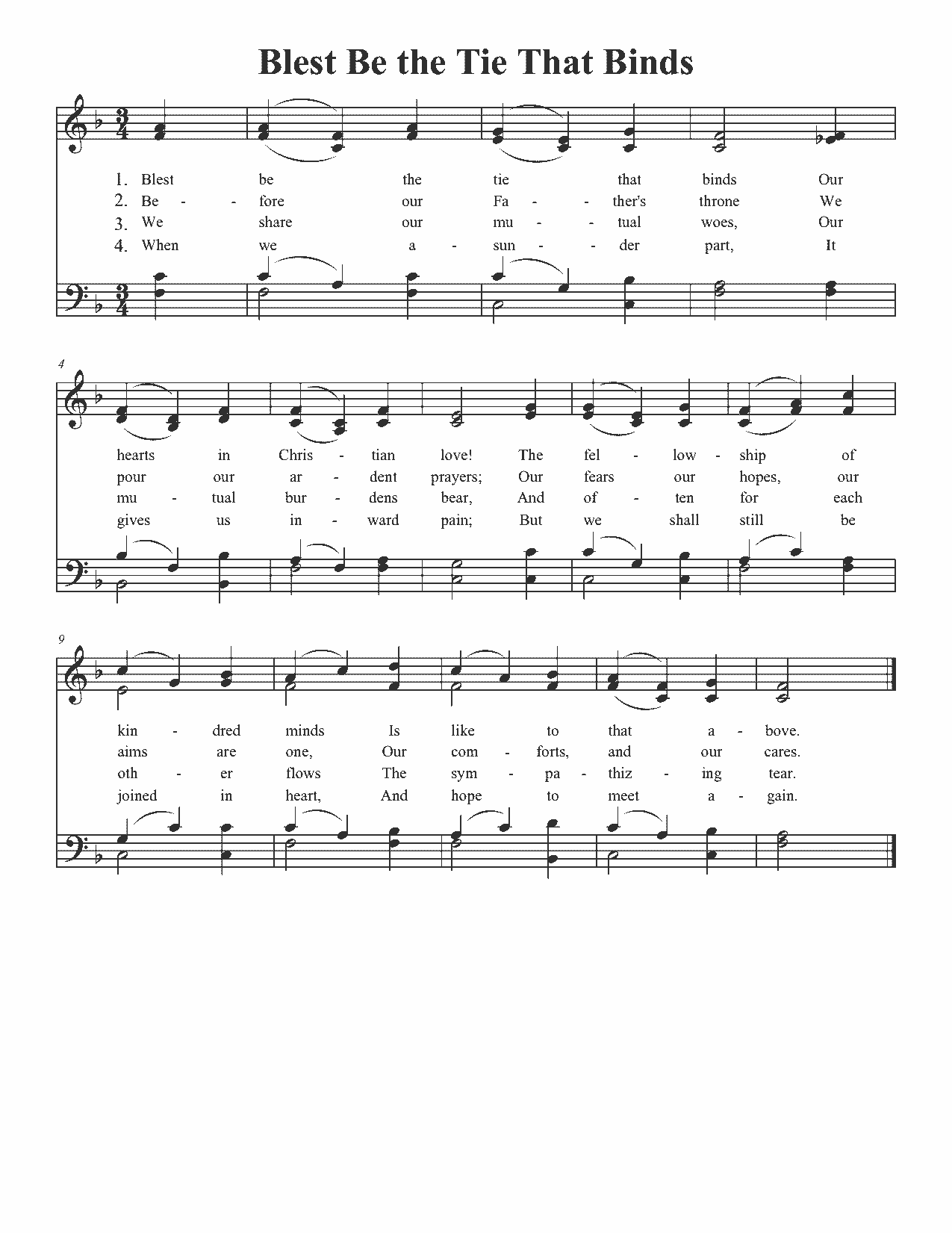 Blest Be the Tie That Binds - Sheet Music Page 1