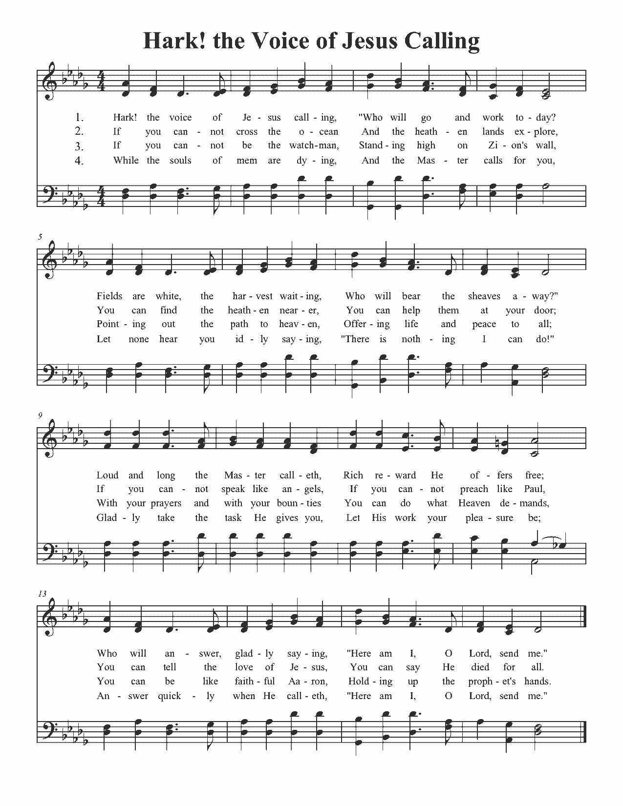 Hark! The Voice of Jesus Calling - Sheet Music Page 1