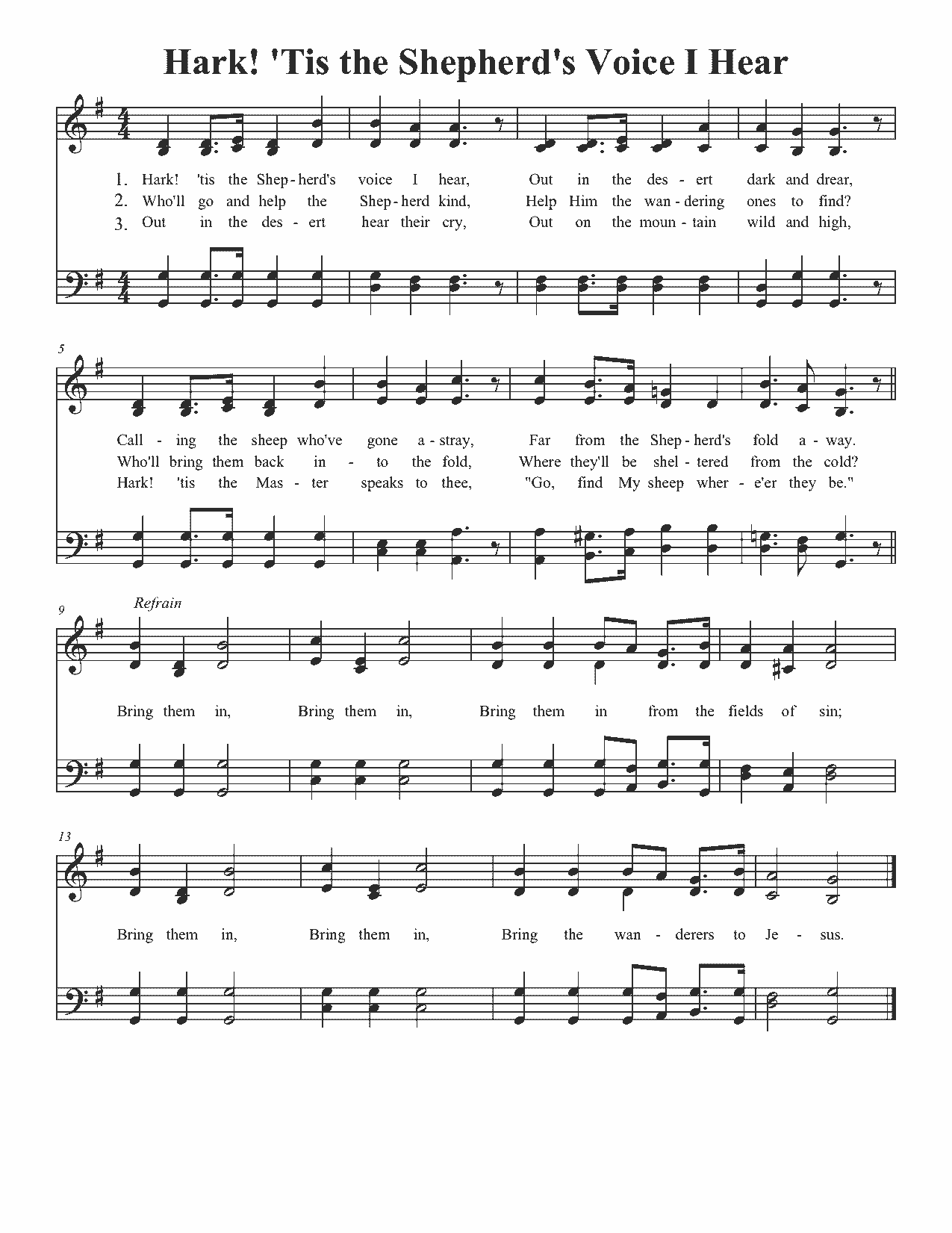 Hark! 'Tis the Shepherd's Voice I Hear - Sheet Music Page 1