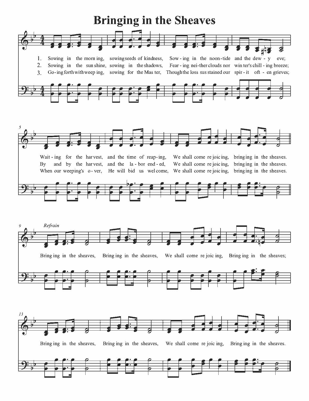 Bringing in the Sheaves - Sheet Music Page 1