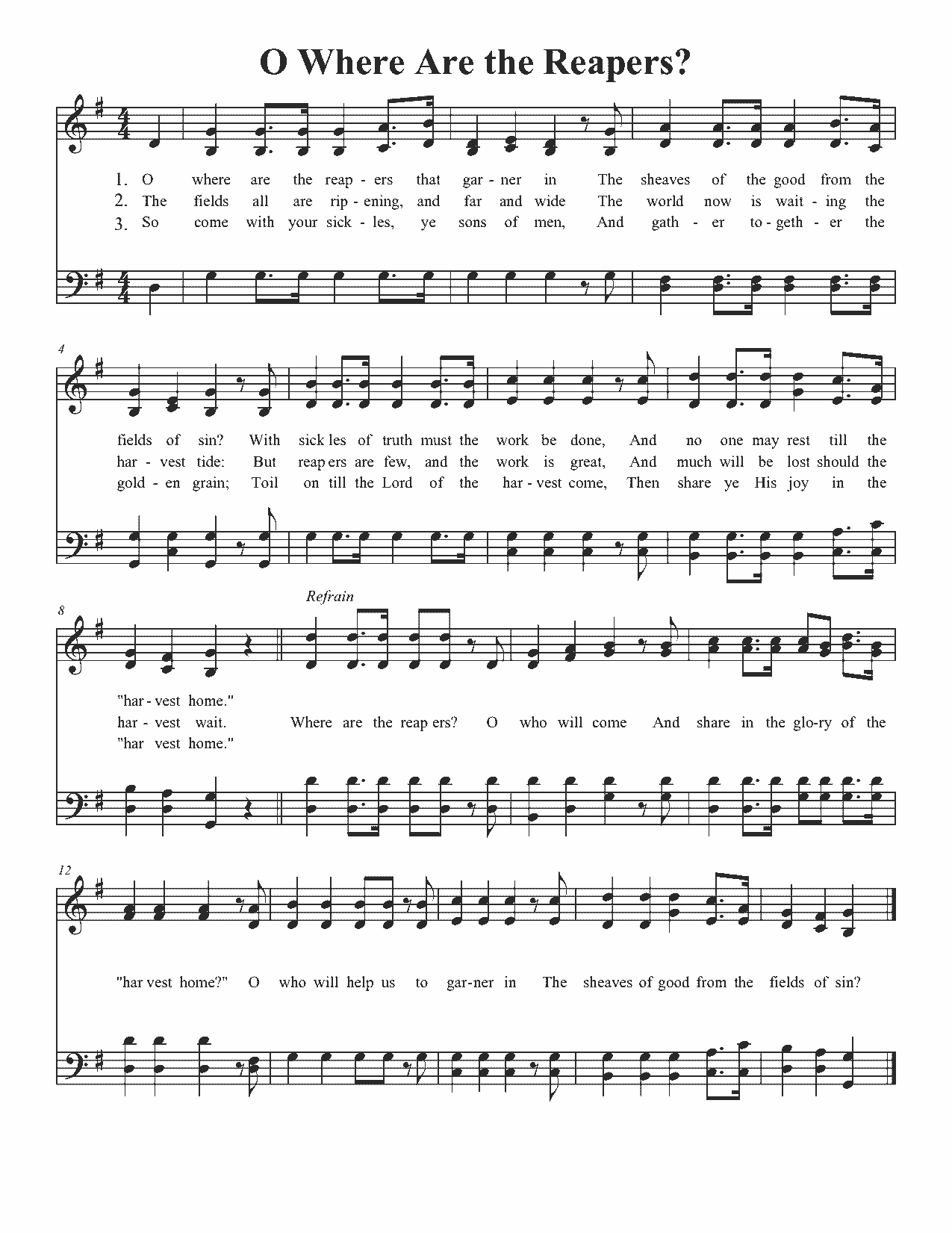 O Where Are the Reapers? - Sheet Music Page 1