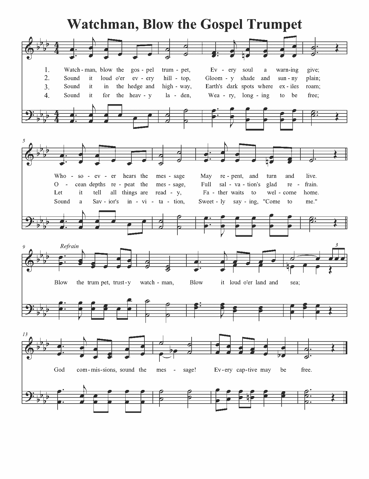 Watchman, Blow the Gospel Trumpet - Sheet Music Page 1