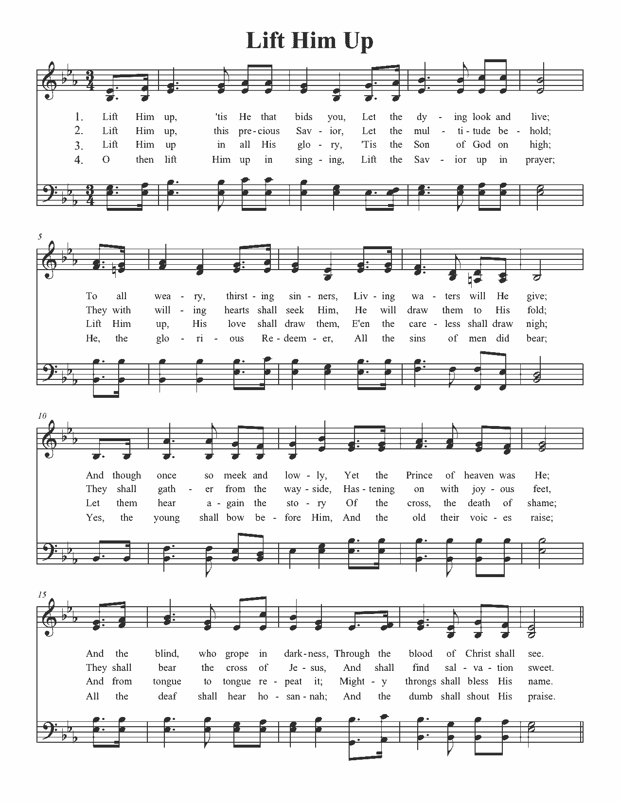 Lift Him Up - Sheet Music Page 1