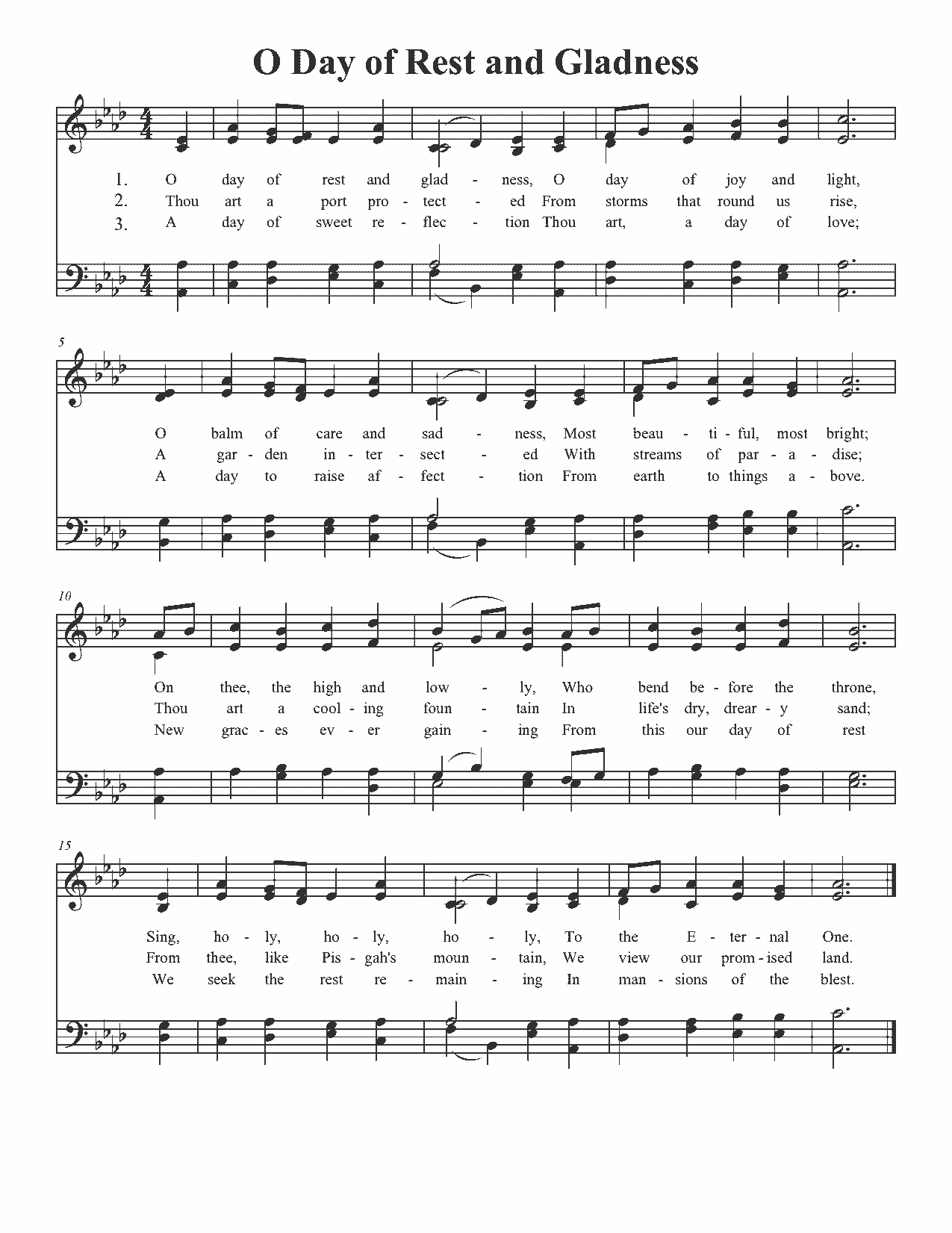 O Day of Rest and Gladness - Sheet Music Page 1