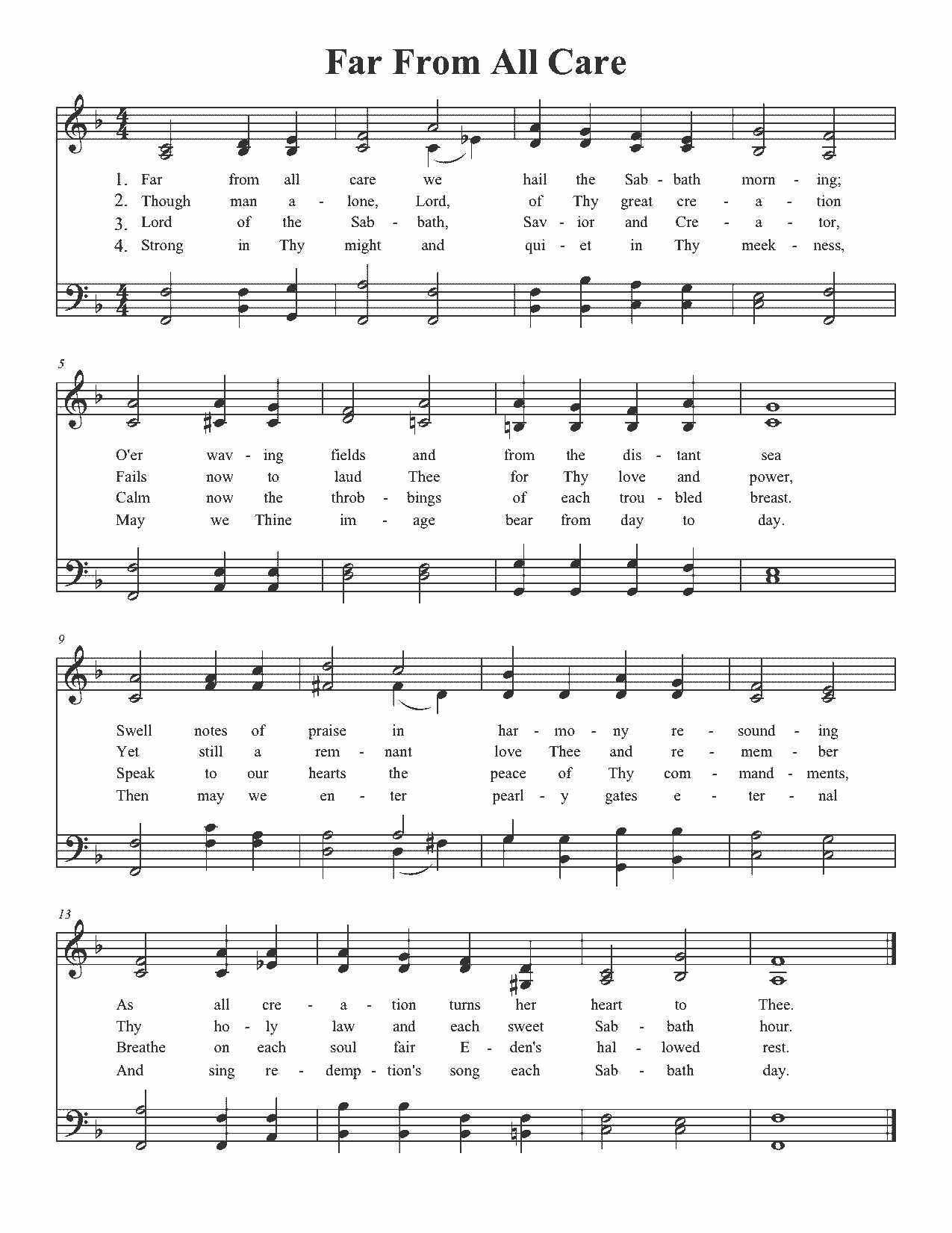 Far From All Care - Sheet Music Page 1