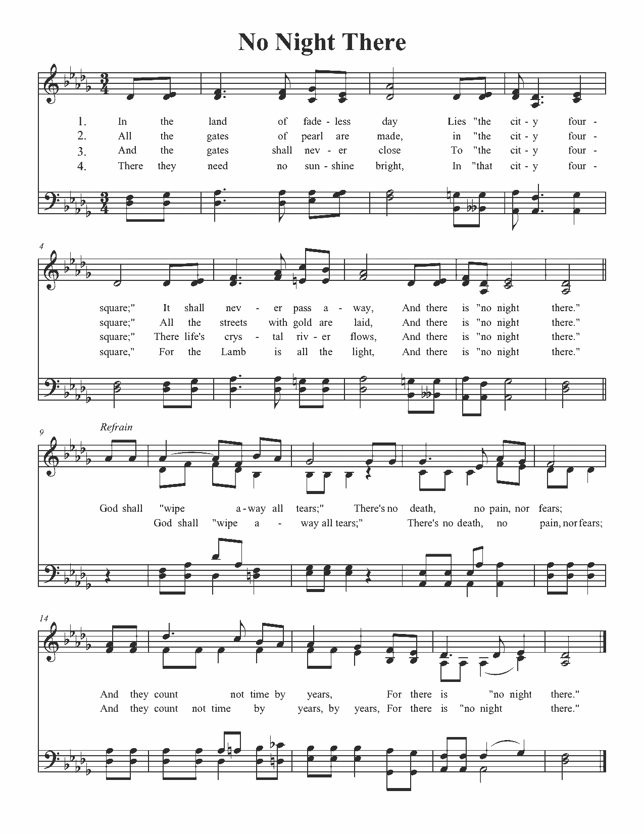 No Night There - Sheet Music Page 1