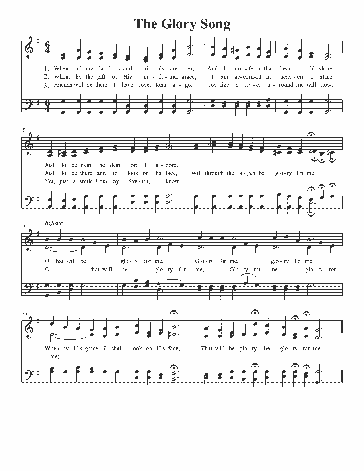 The Glory Song - Sheet Music Page 1