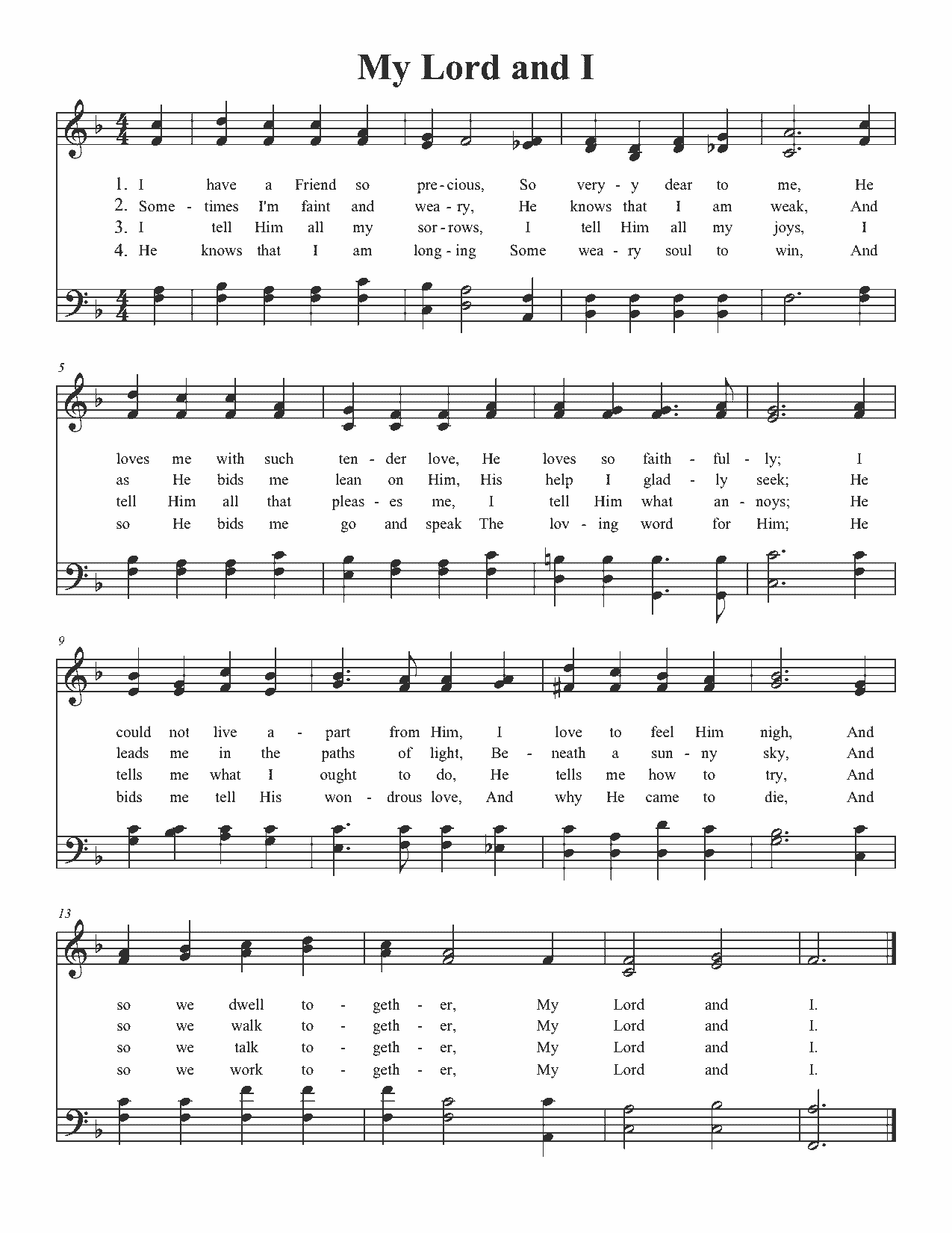 My Lord and I - Sheet Music Page 1