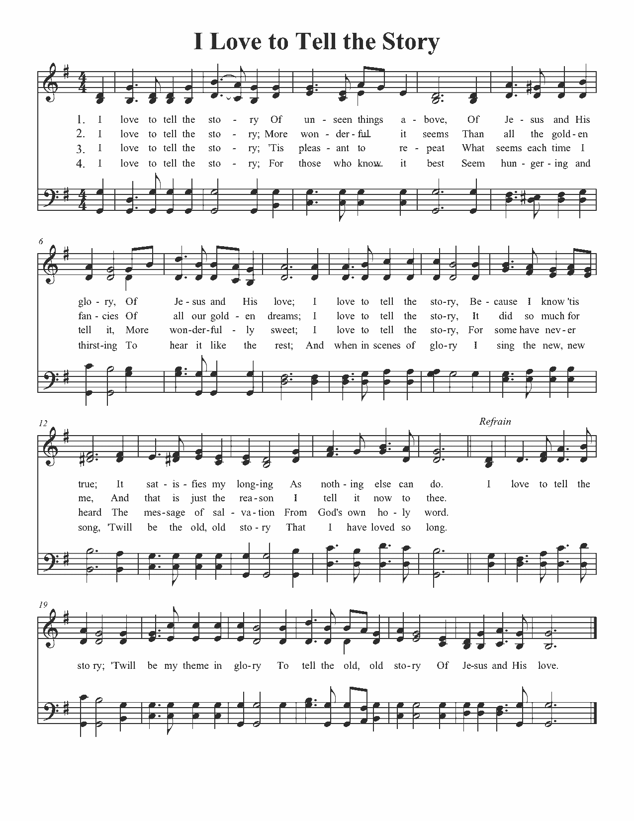 I Love to Tell the Story - Sheet Music Page 1