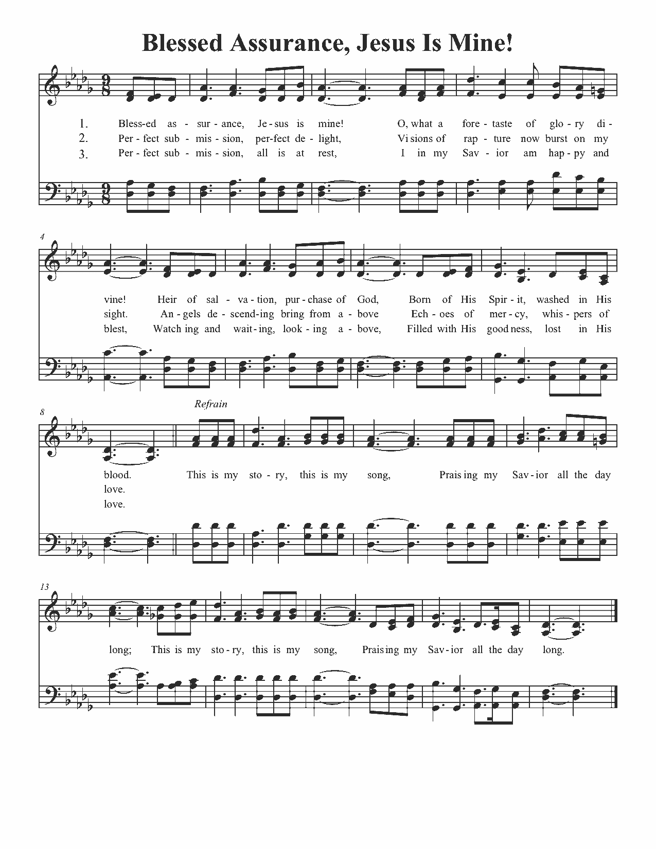 Blessed Assurance, Jesus Is Mine! - Sheet Music Page 1
