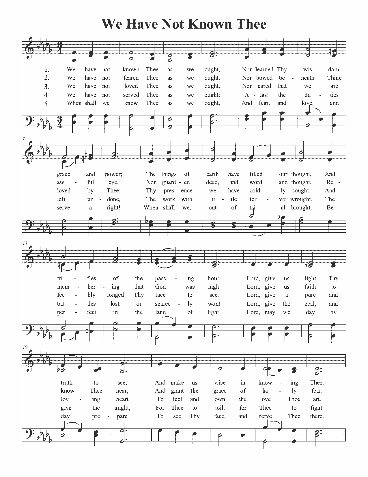 We Have Not Known Thee - Sheet Music Page 1