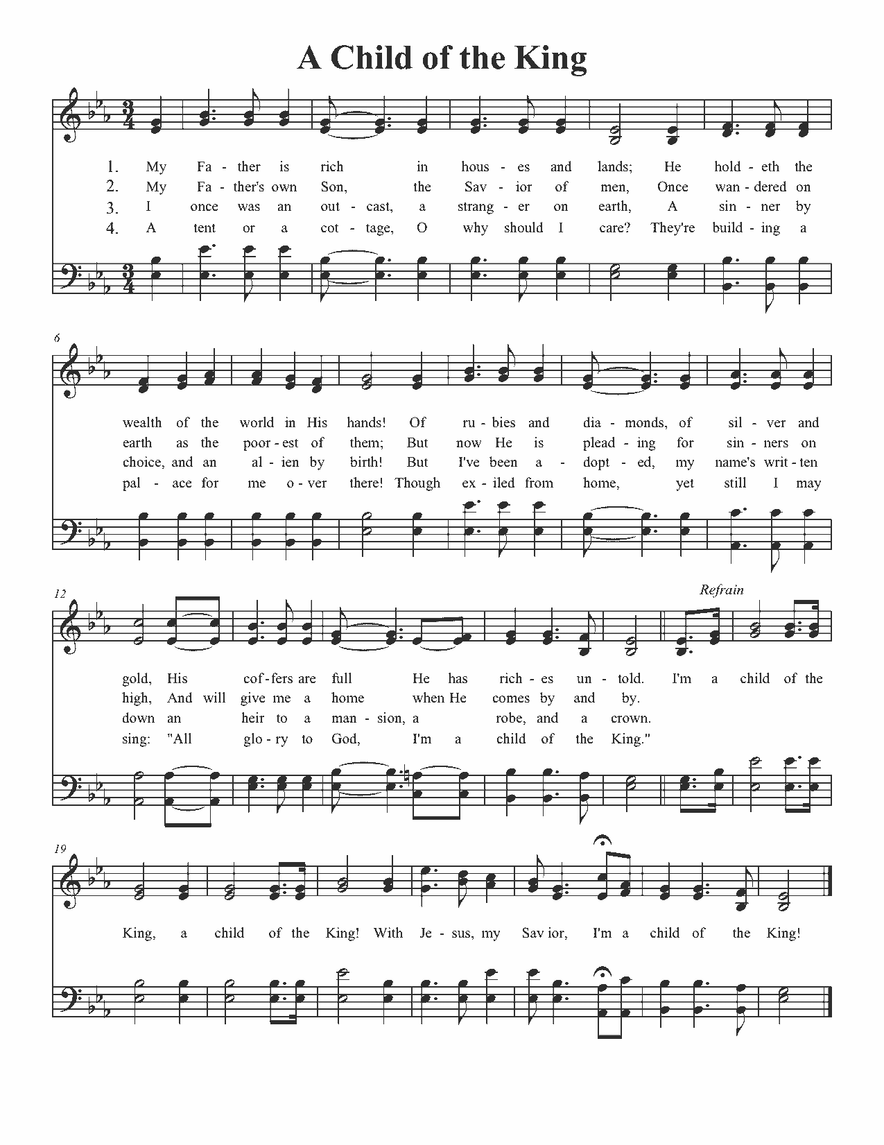 A Child of the King - Sheet Music Page 1