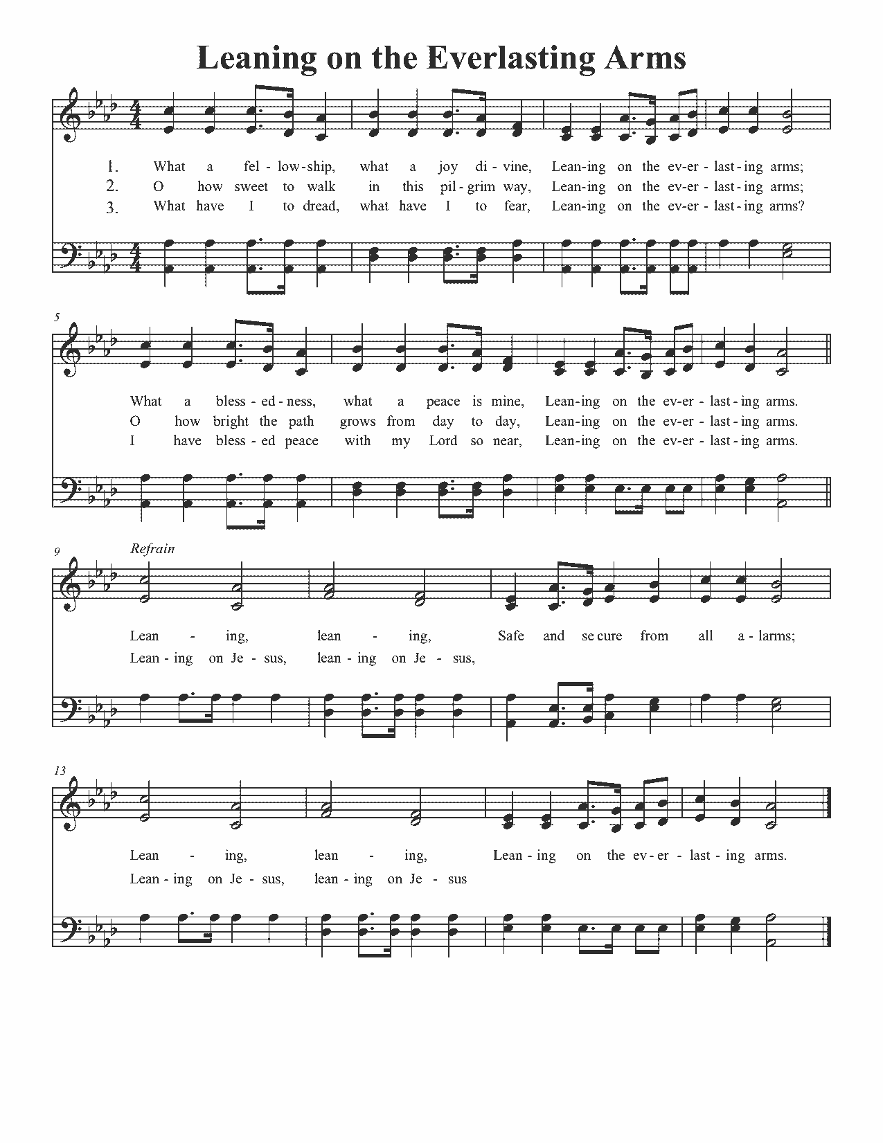 Leaning on the Everlasting Arms - Sheet Music Page 1