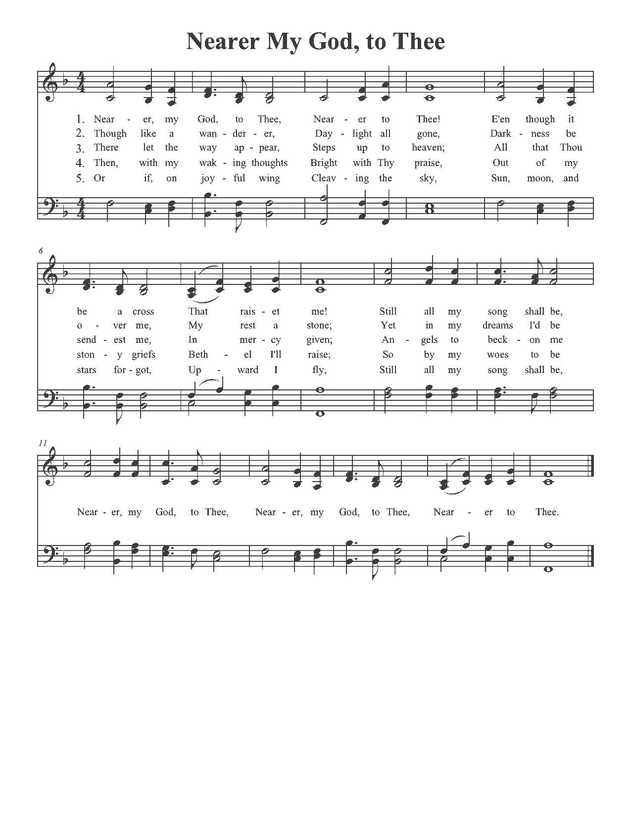 Nearer, My God, to Thee - Sheet Music Page 1