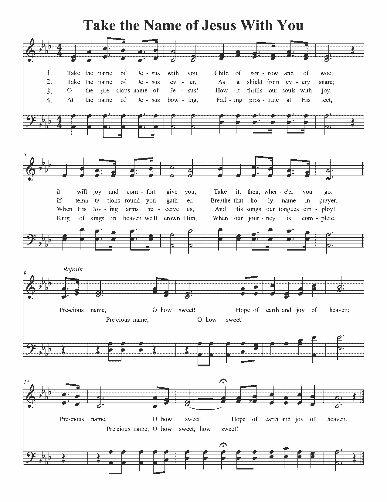 Take the Name of Jesus With You - Sheet Music Page 1