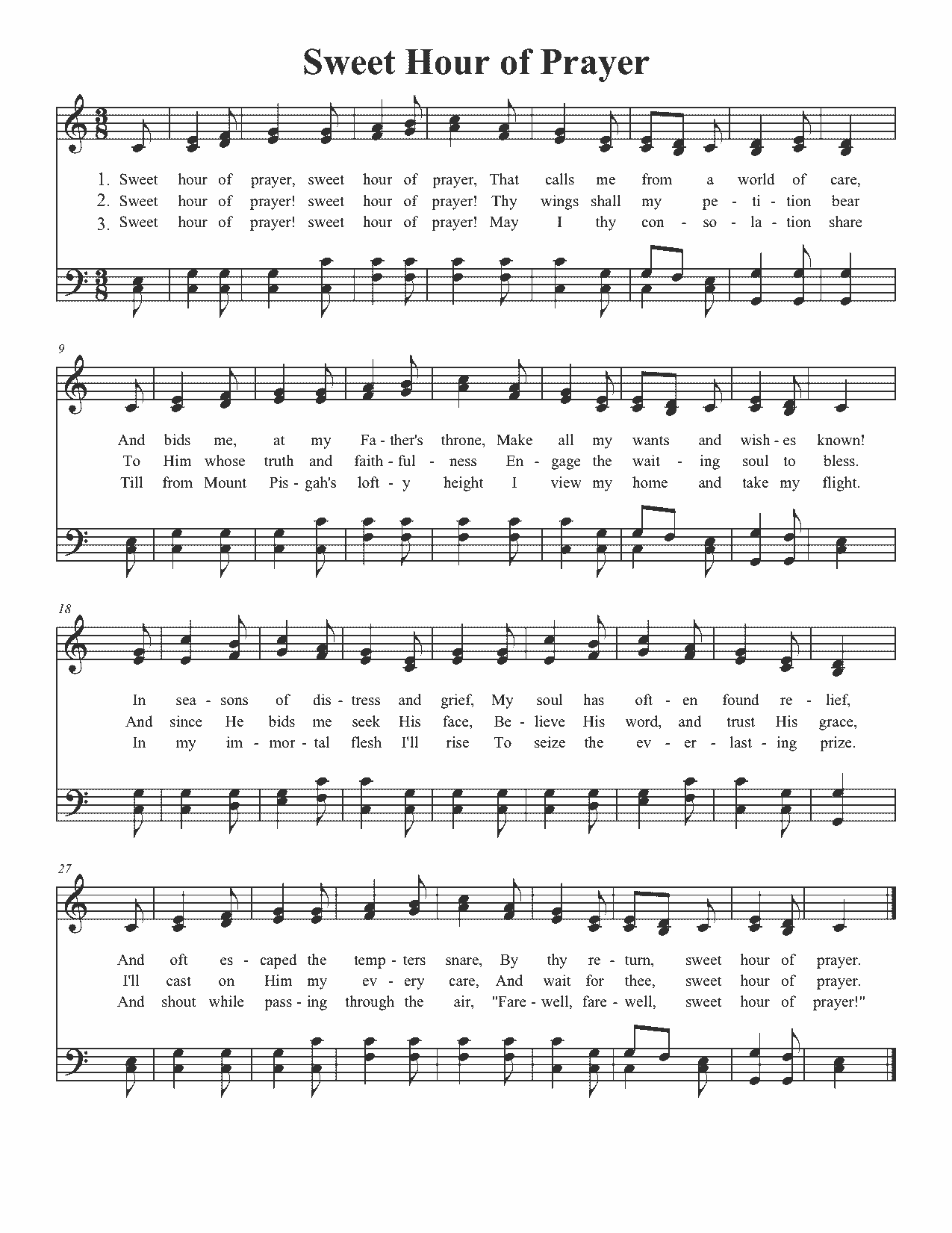 Sweet Hour of Prayer - Sheet Music Page 1
