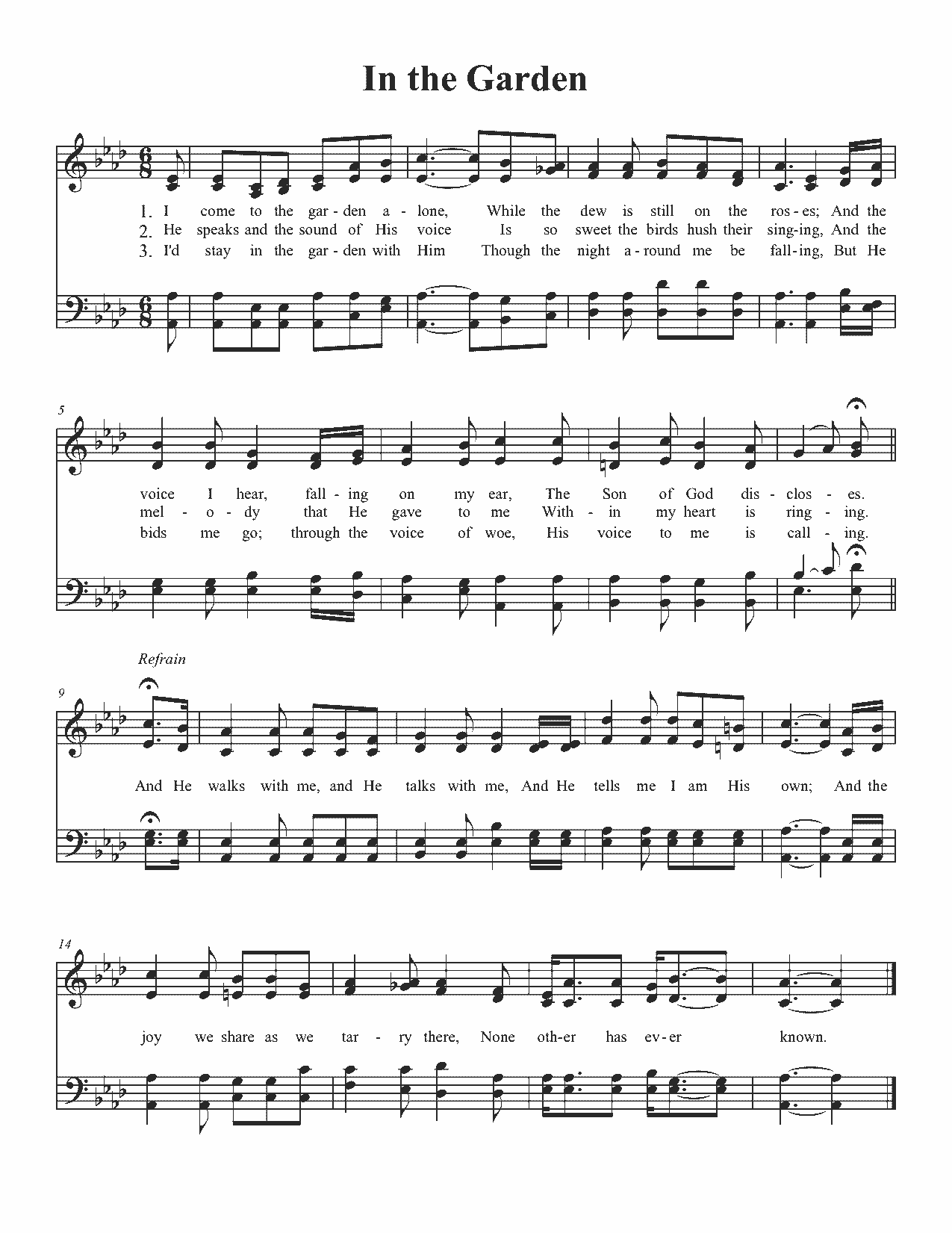 In the Garden - Sheet Music Page 1