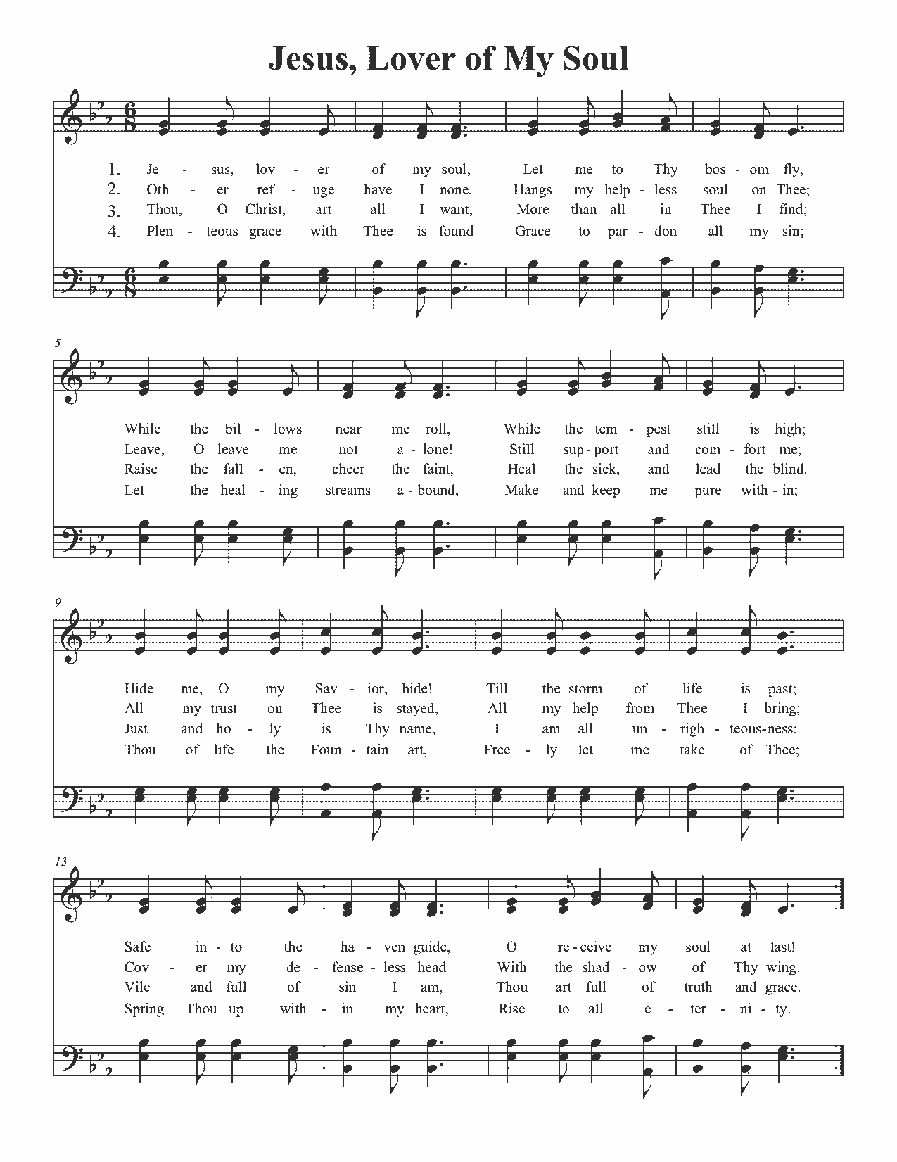 Jesus, Lover of My Soul - Sheet Music Page 1