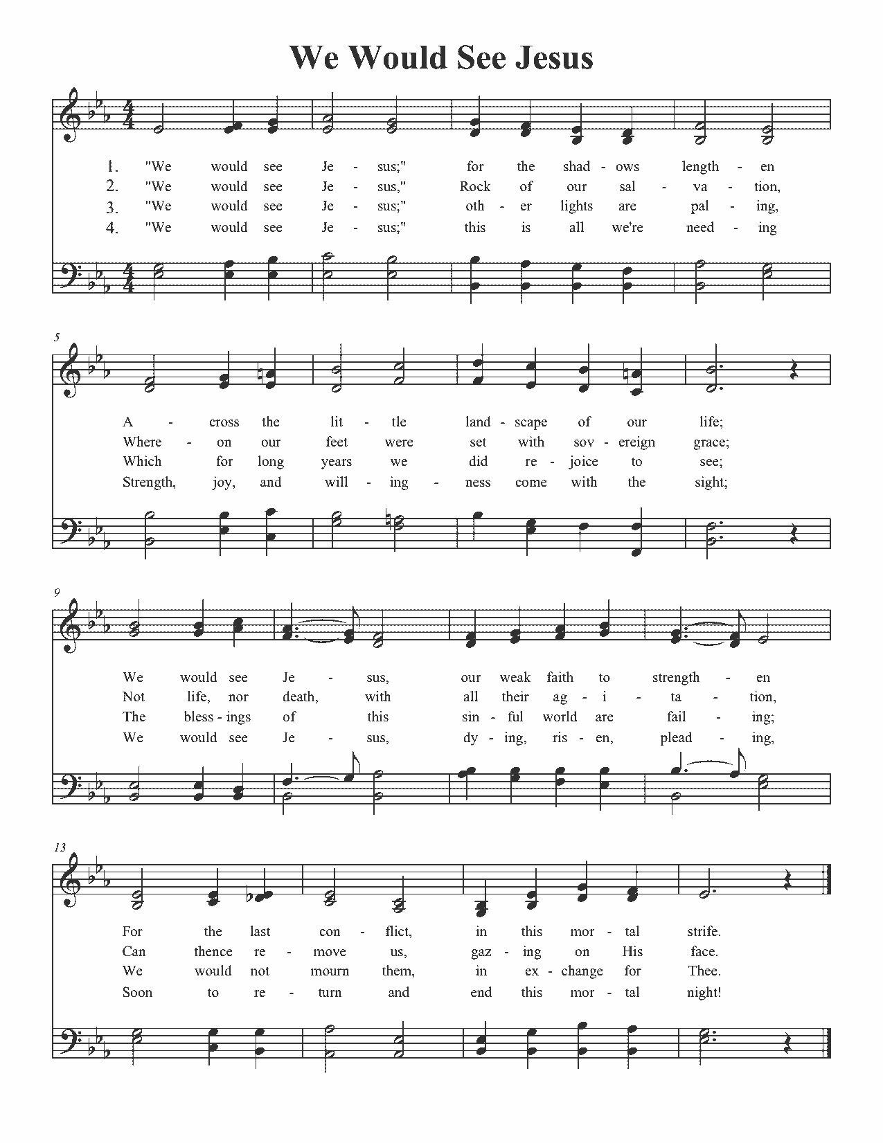 We Would See Jesus - Sheet Music Page 1