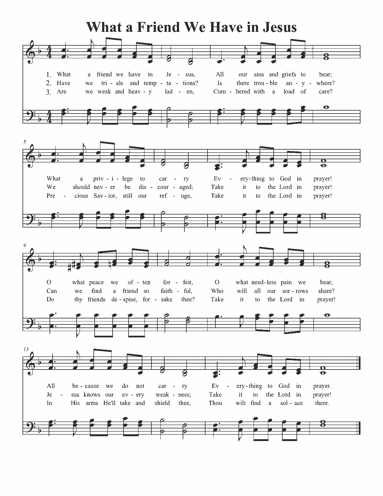 What a Friend We Have in Jesus - Sheet Music Page 1