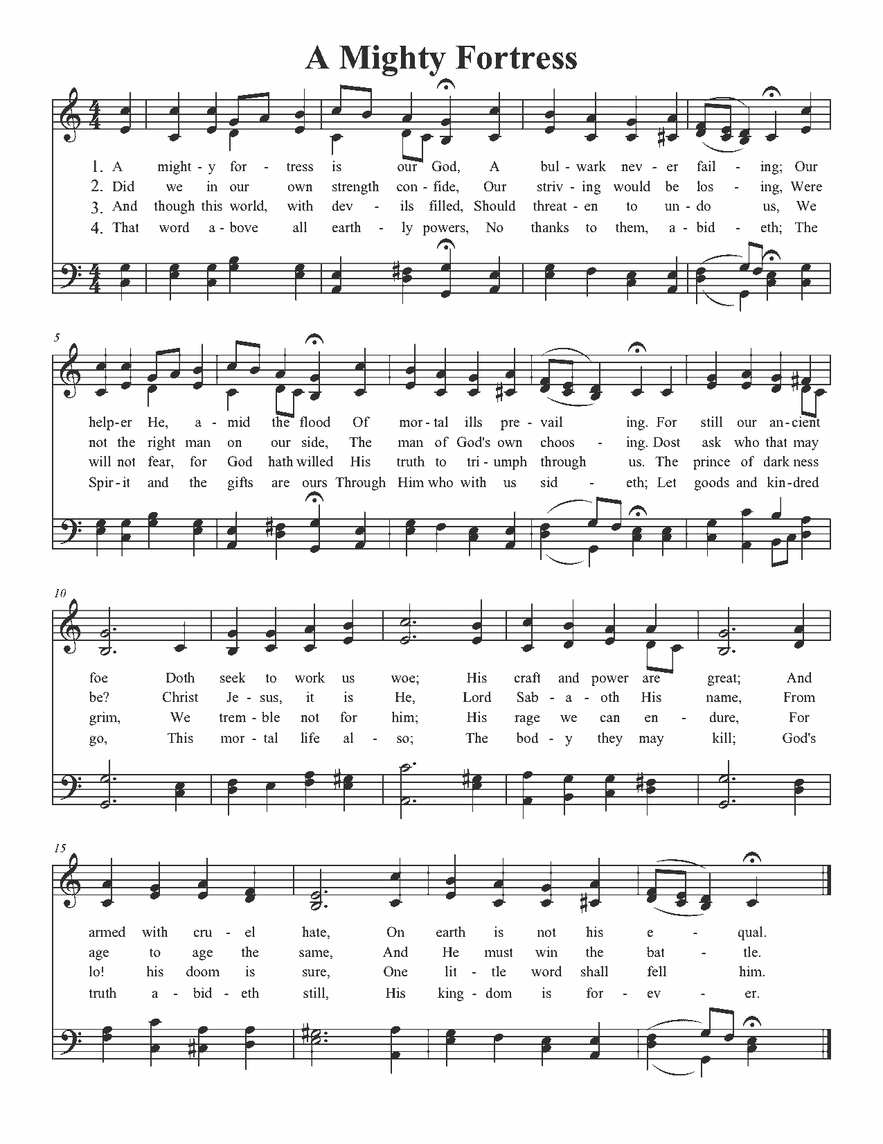 A Mighty Fortress - Sheet Music Page 1