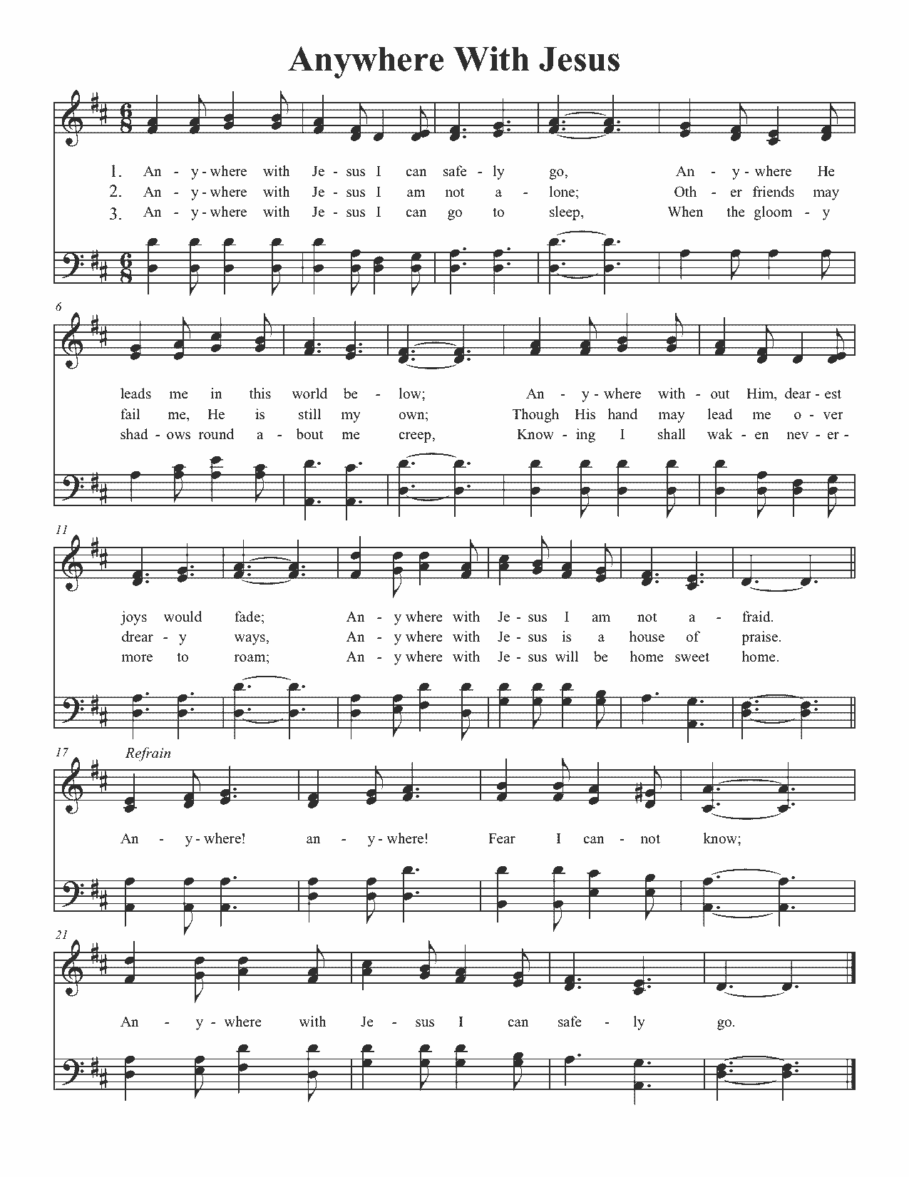 Anywhere With Jesus - Sheet Music Page 1