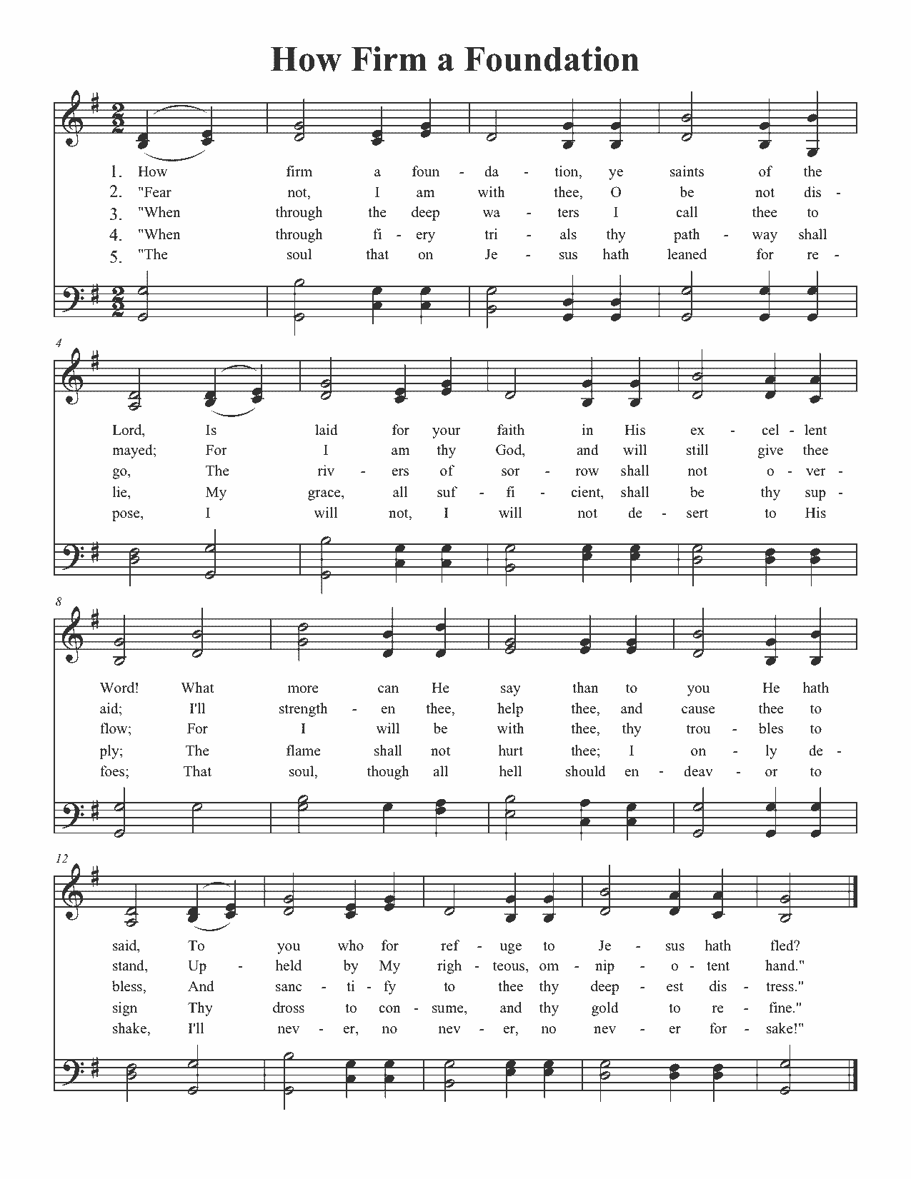 How Firm a Foundation - Sheet Music Page 1