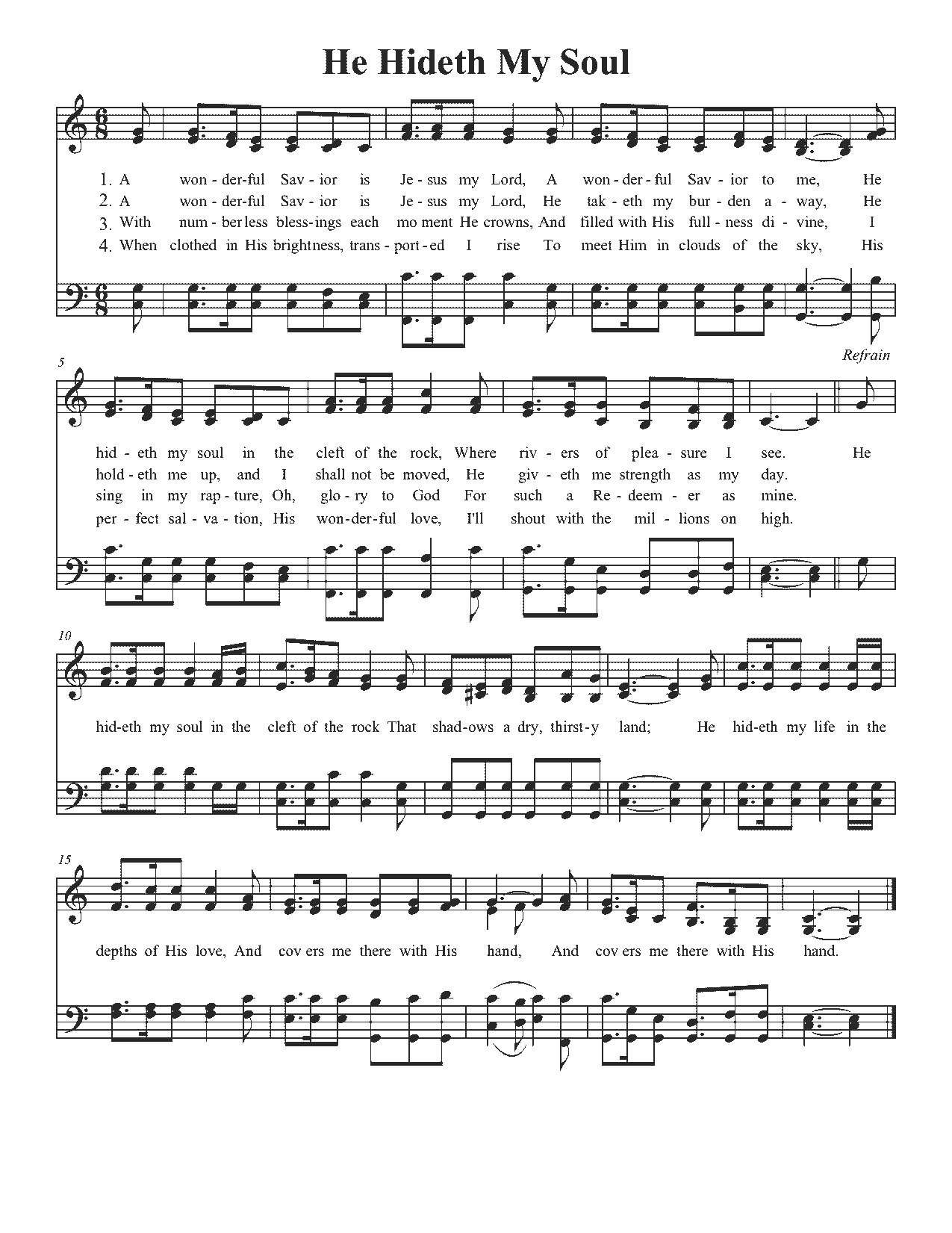 He Hideth my Soul - Sheet Music Page 1