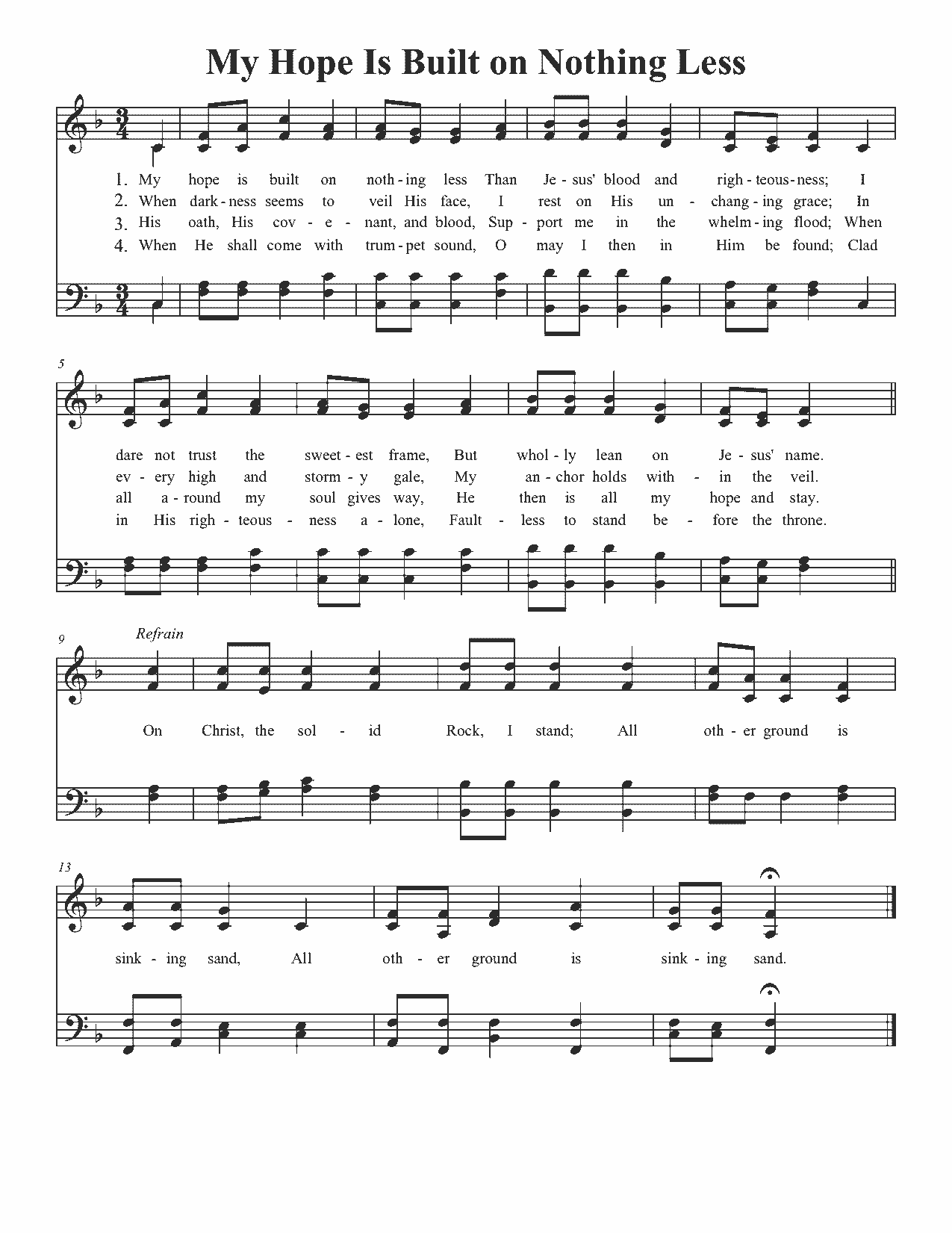 My Hope Is Built on Nothing Less - Sheet Music Page 1
