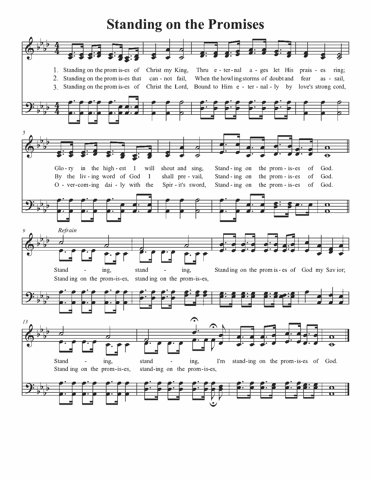 Standing on the Promises - Sheet Music Page 1
