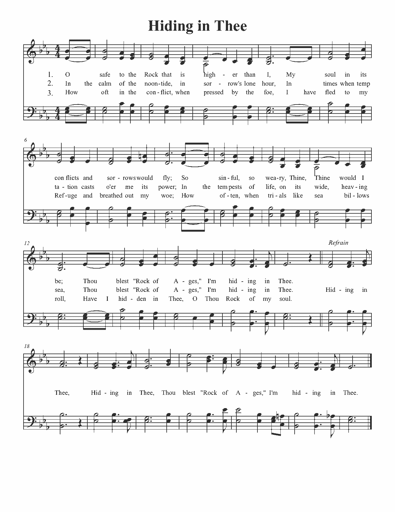 Hiding in Thee - Sheet Music Page 1