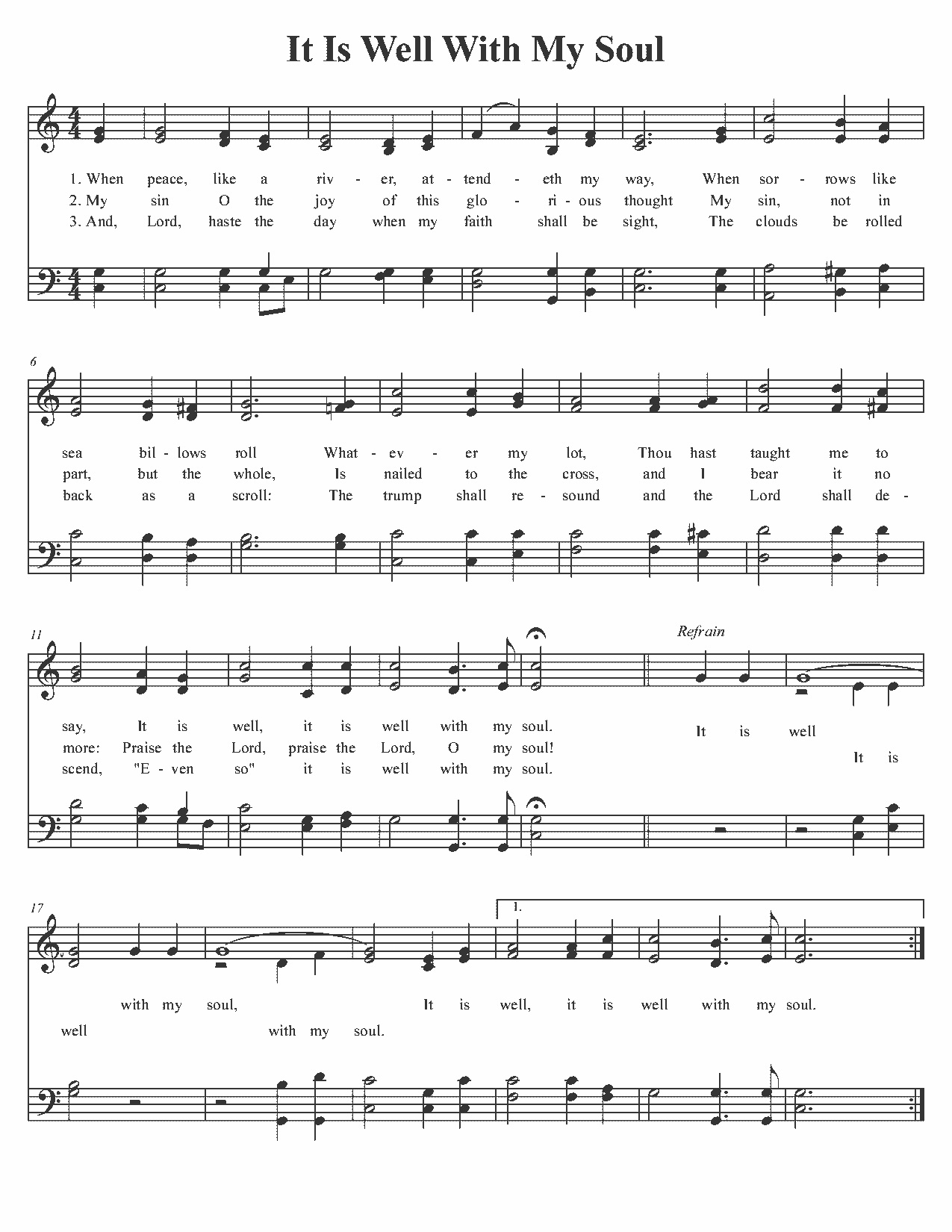 It Is Well With My Soul - Sheet Music Page 1
