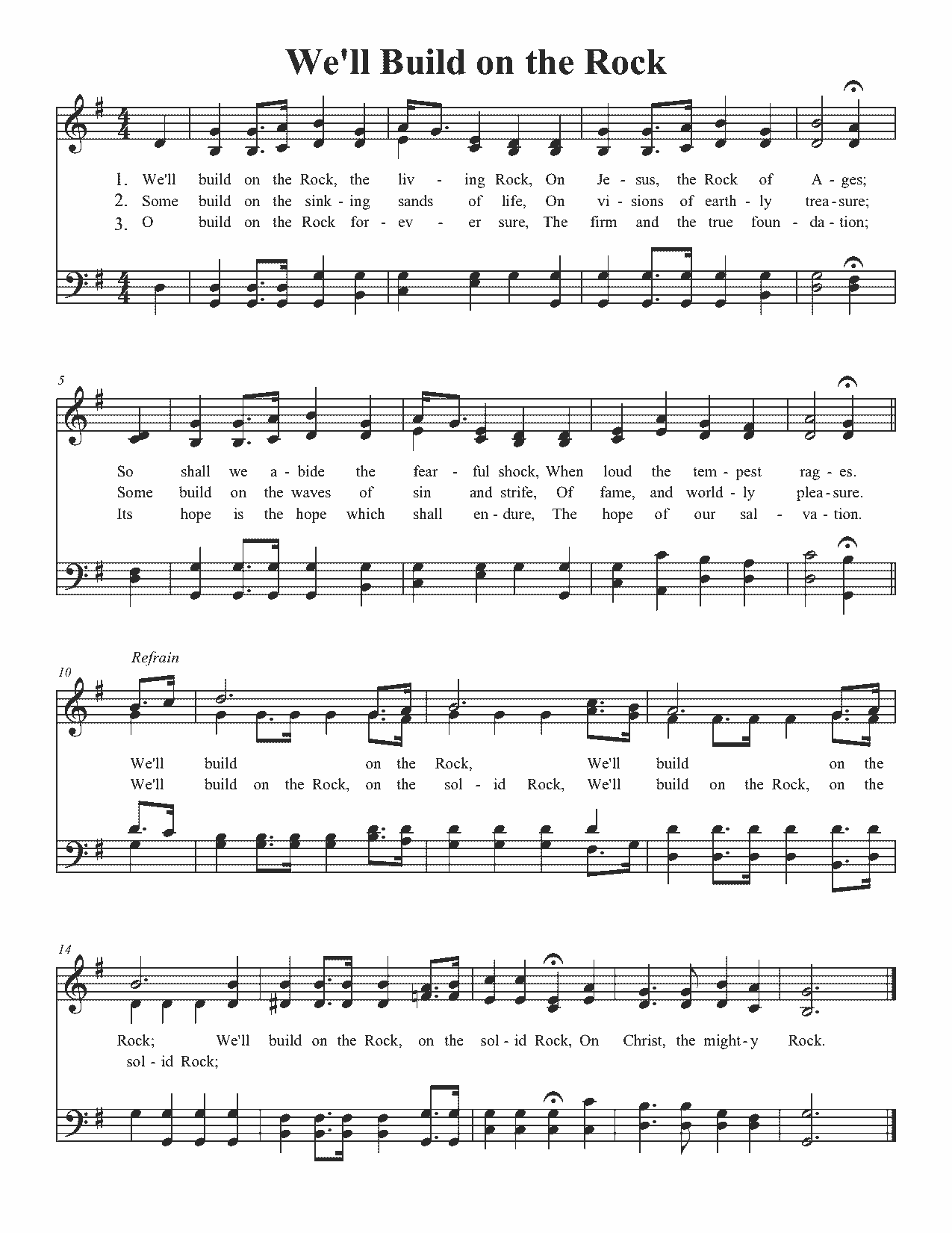 We'll Build on the Rock - Sheet Music Page 1