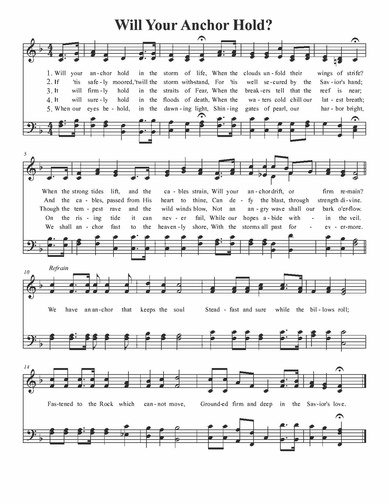 Will Your Anchor Hold - Sheet Music Page 1