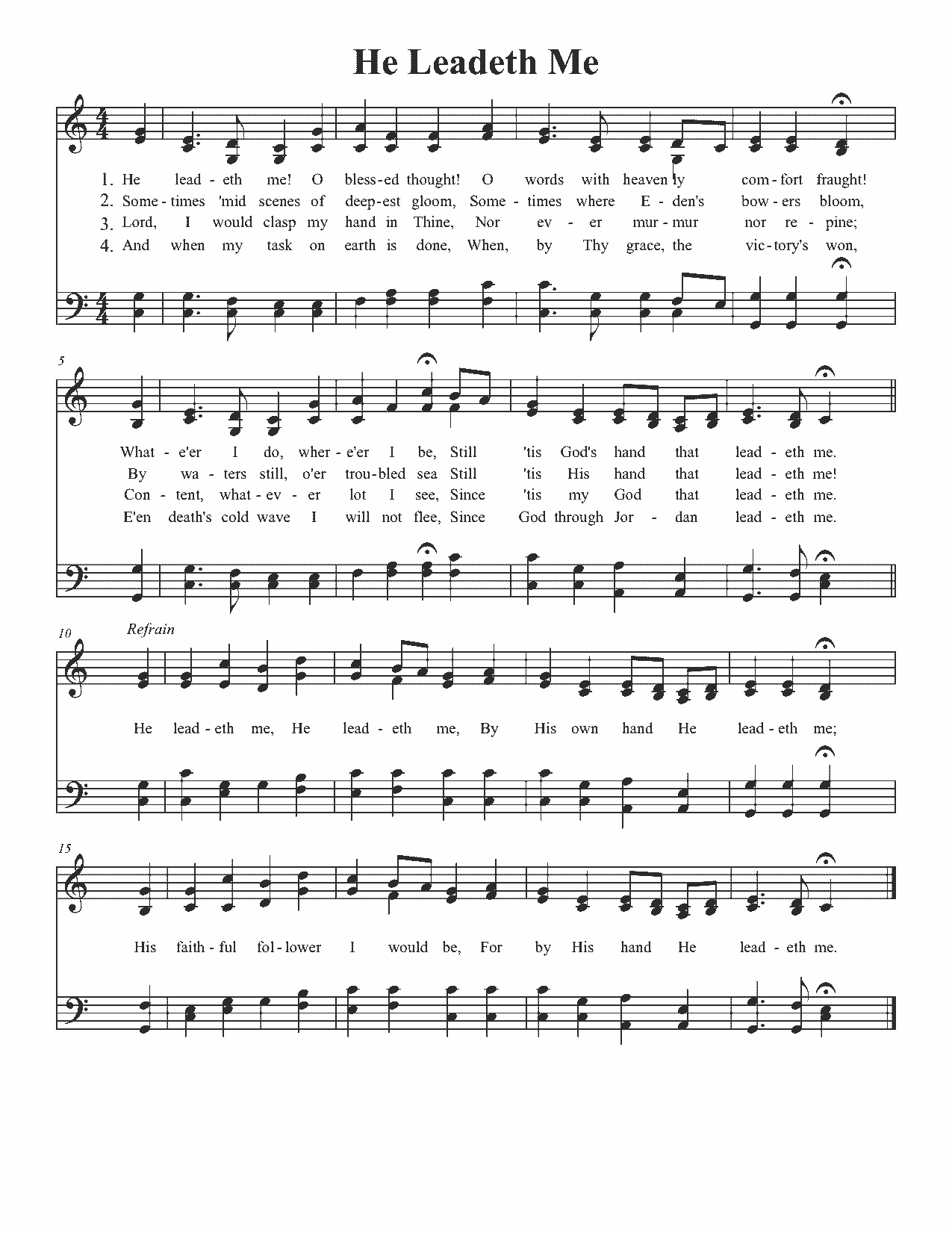 He Leadeth Me - Sheet Music Page 1