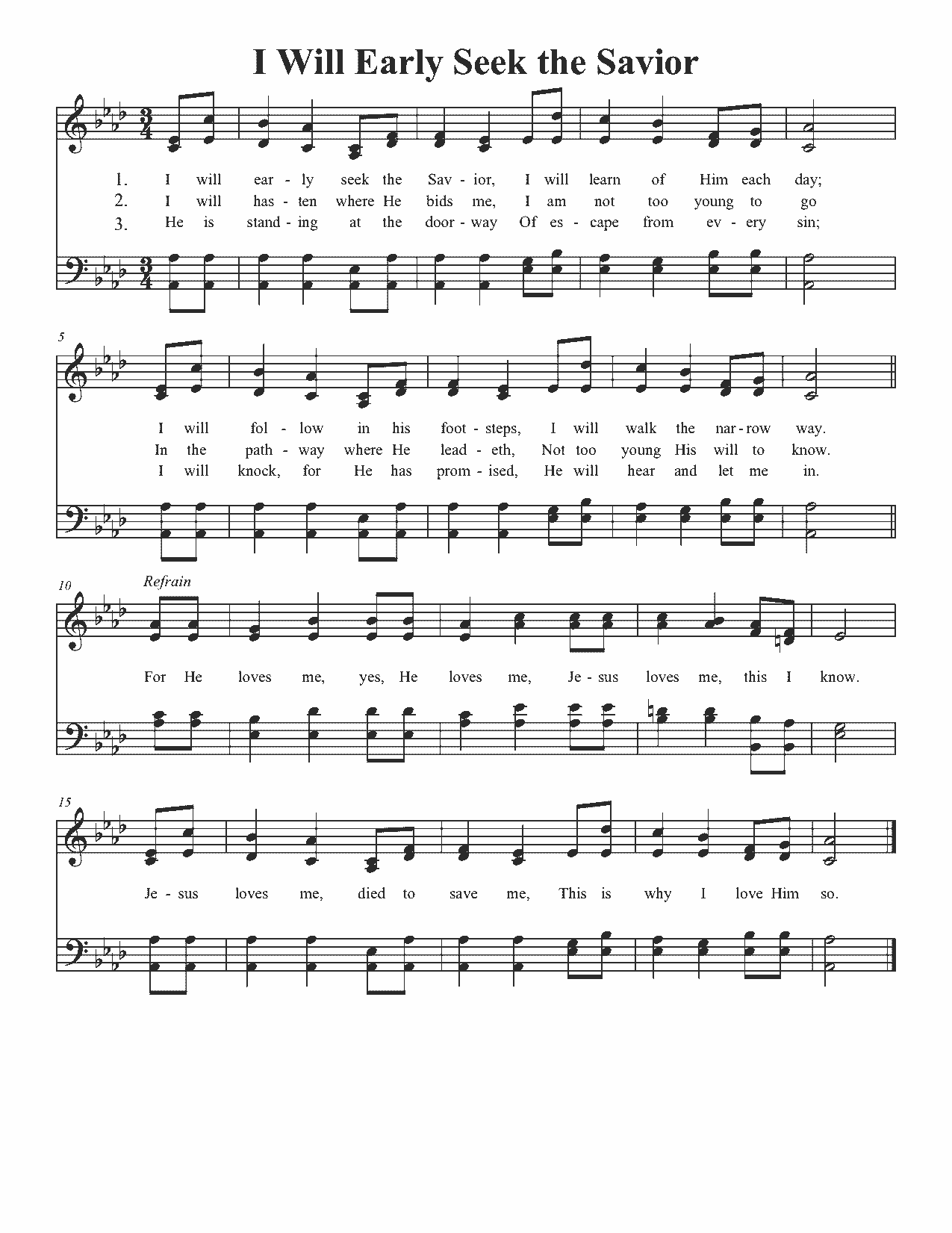 I Will Early Seek the Savior - Sheet Music Page 1
