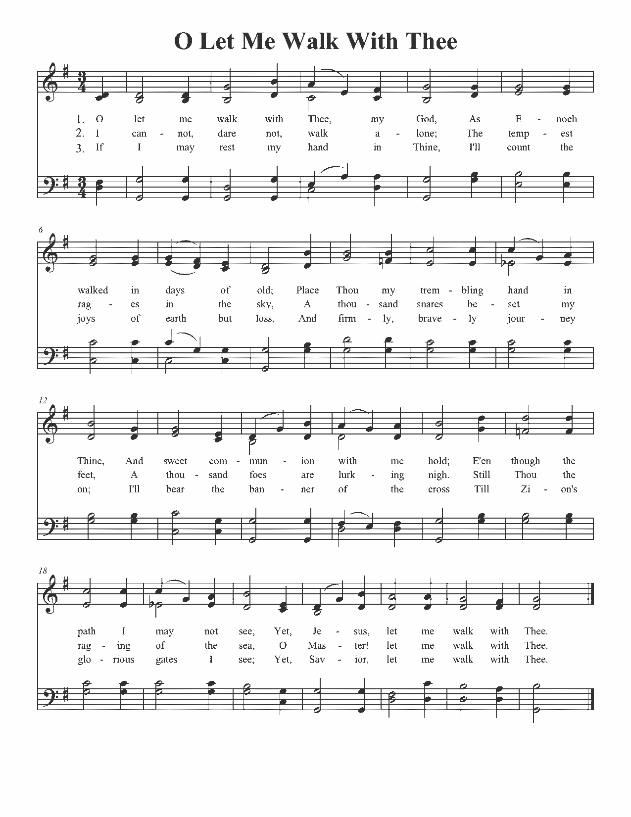 O Let Me Walk With Thee - Sheet Music Page 1