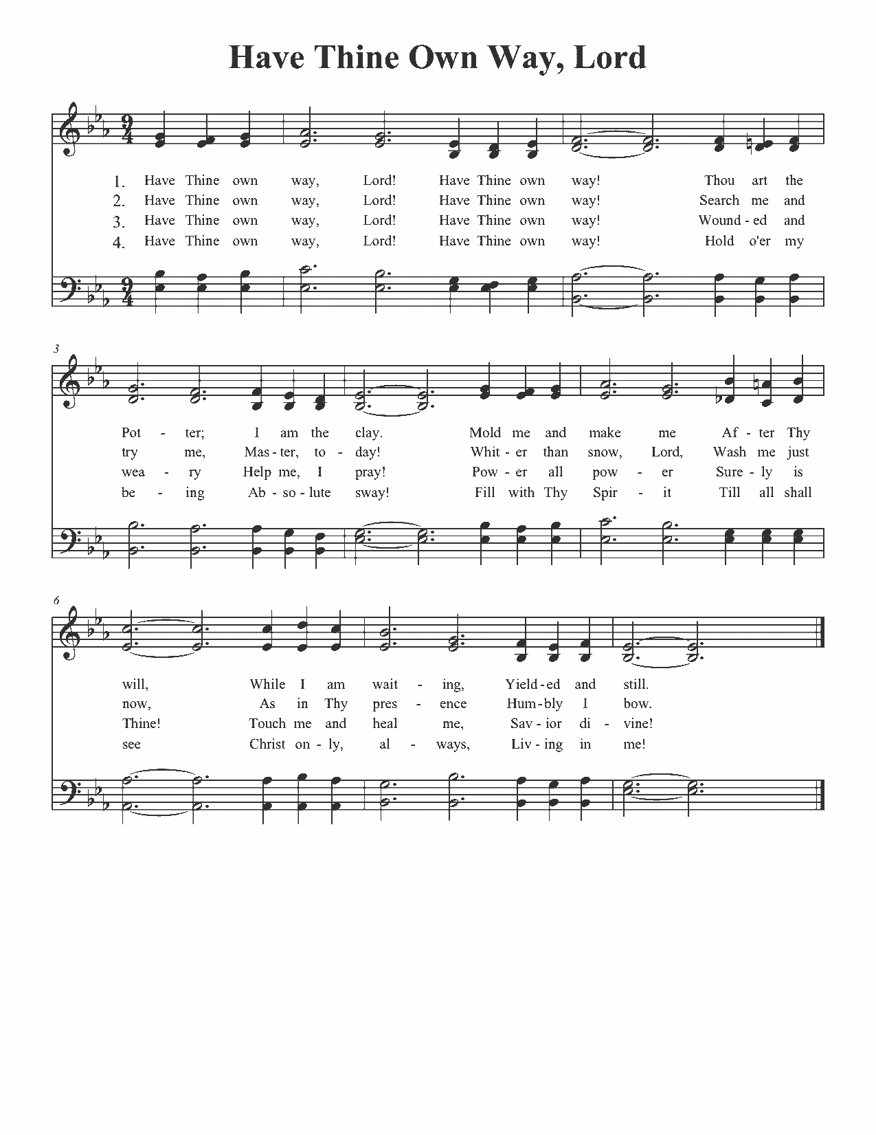 Have Thine Own Way, Lord - Sheet Music Page 1